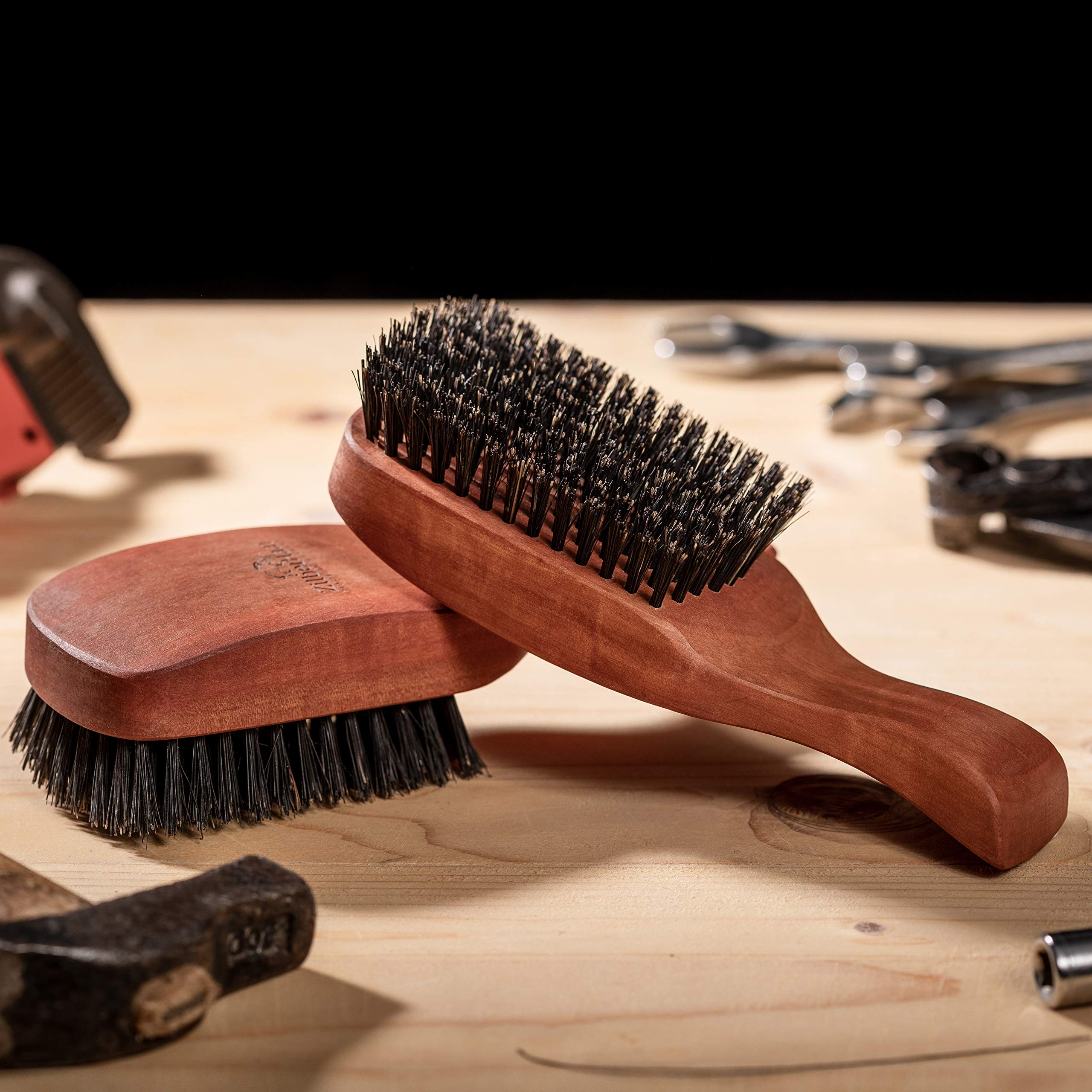 Zilberhaar Major - Men'S Hair And Beard Brush - Soft Boar Bristles - Massages And Exfoliates Skin And Scalp - Ideal Men'S Groomi