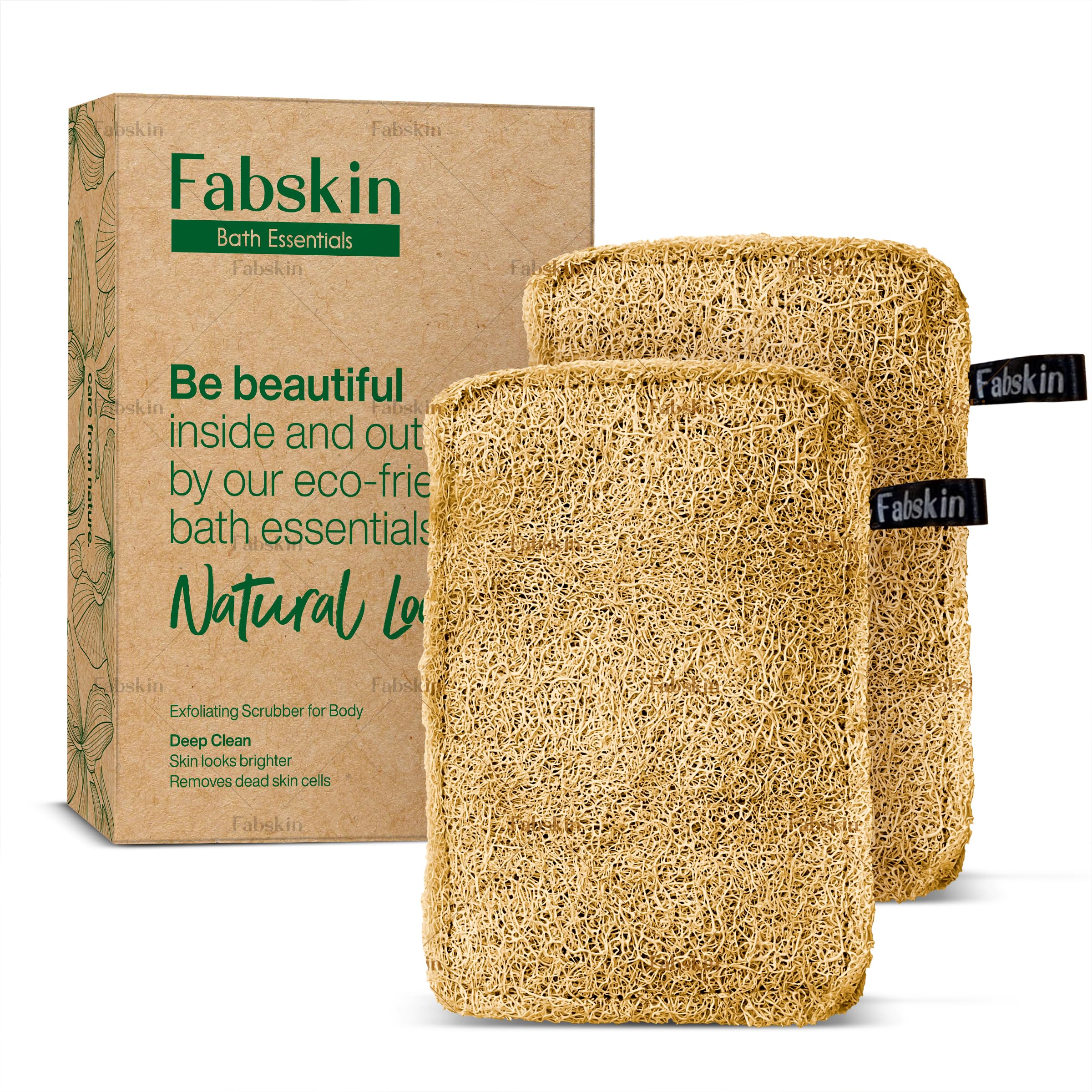 Fabskin Natural Organic Sun Dried Bath Loofah I Body Sponge & Scrubber for Men & Women I Organic Luffa for Bath Shower Skin Exfo