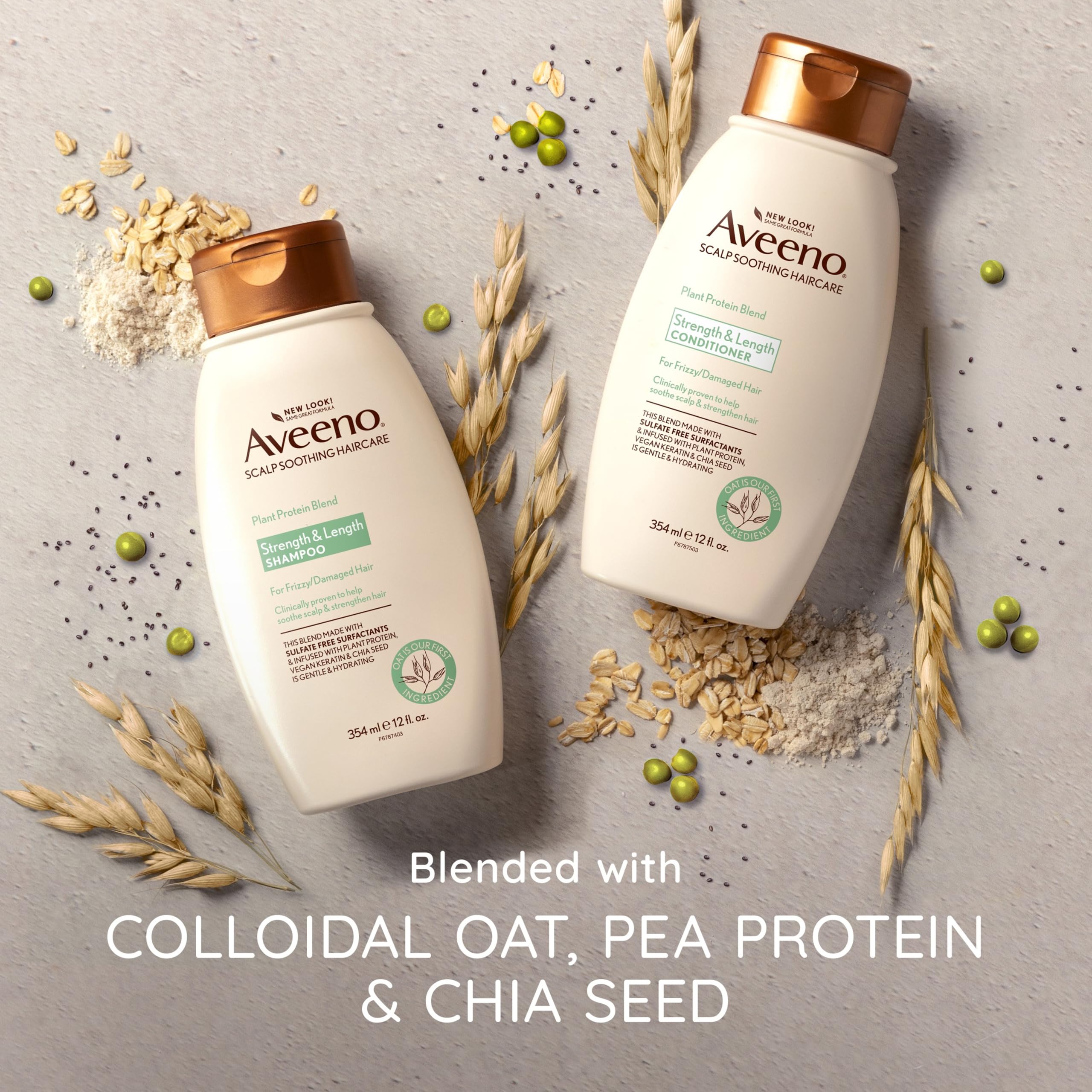 Aveeno Plant Protein Blend Shampoo For Strong Healthy-Looking Hair, 12 Fl Oz