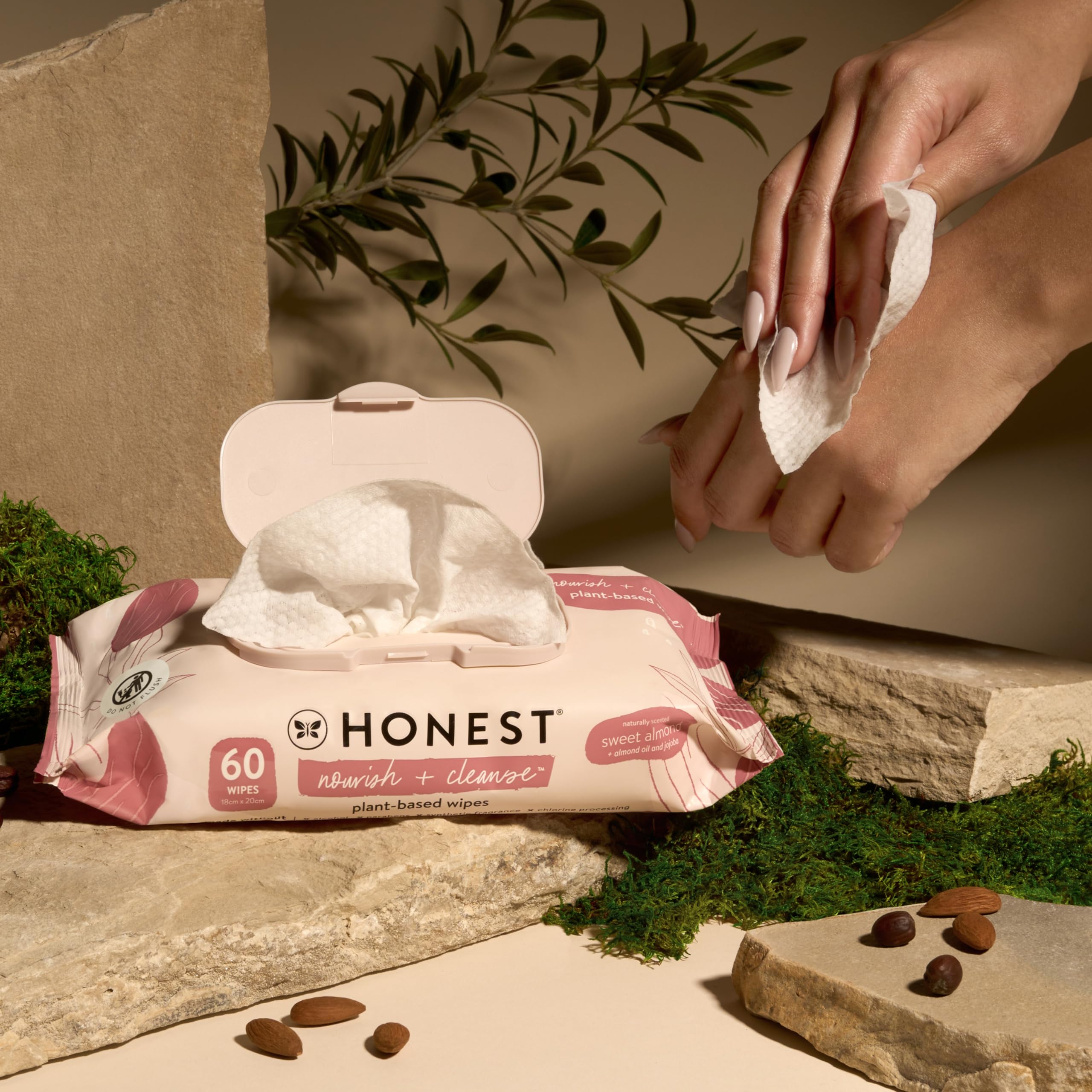 The Honest Company Nourish + Cleanse Naturally Scented Wipes | Cleansing Multi-Tasking Wipes | 99% Water, Plant-Based, Hypoaller