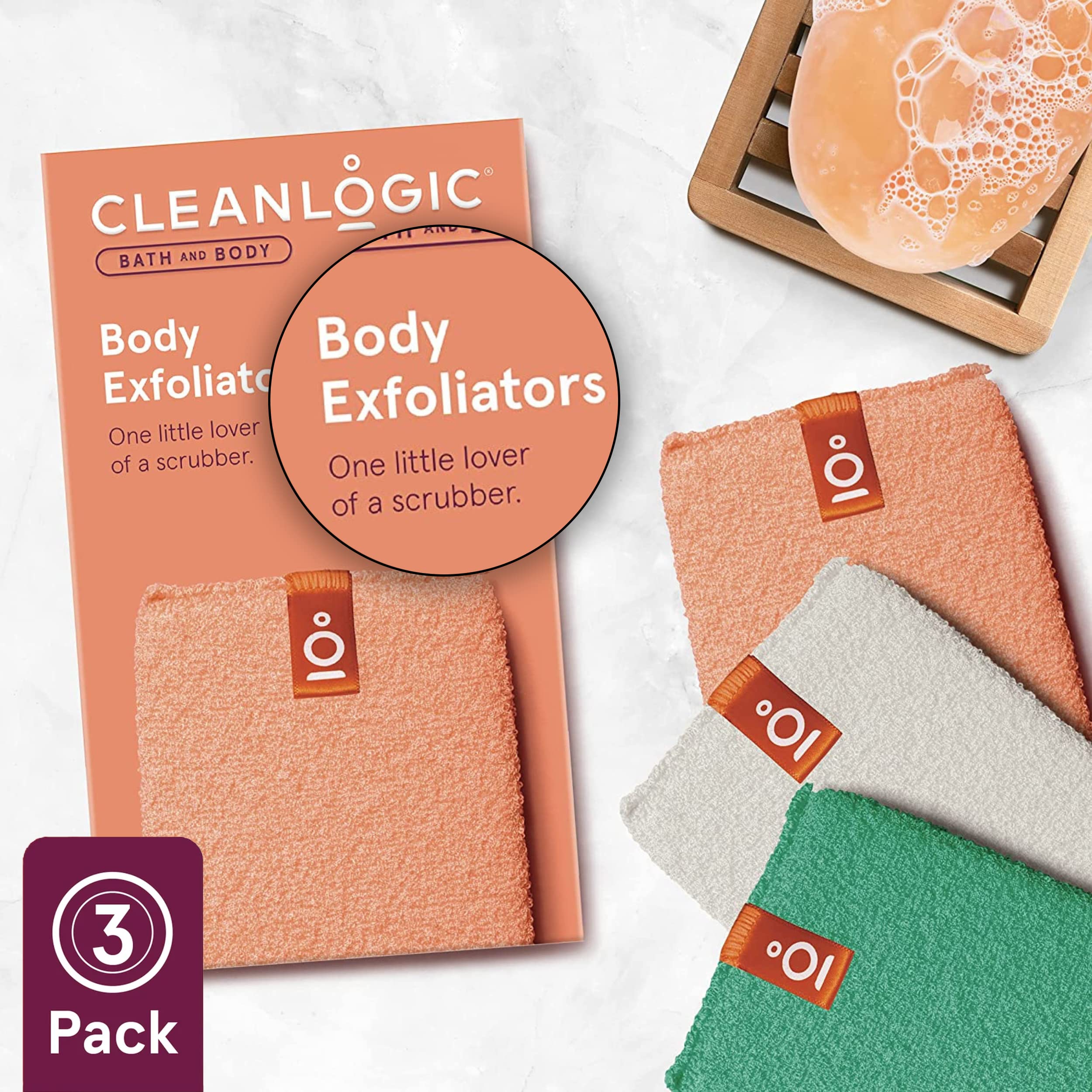 Cleanlogic Bath And Body Exfoliating Body Scrubber, Small Exfoliator Tool For Smooth And Softer Skin, Daily Skincare Routine, As