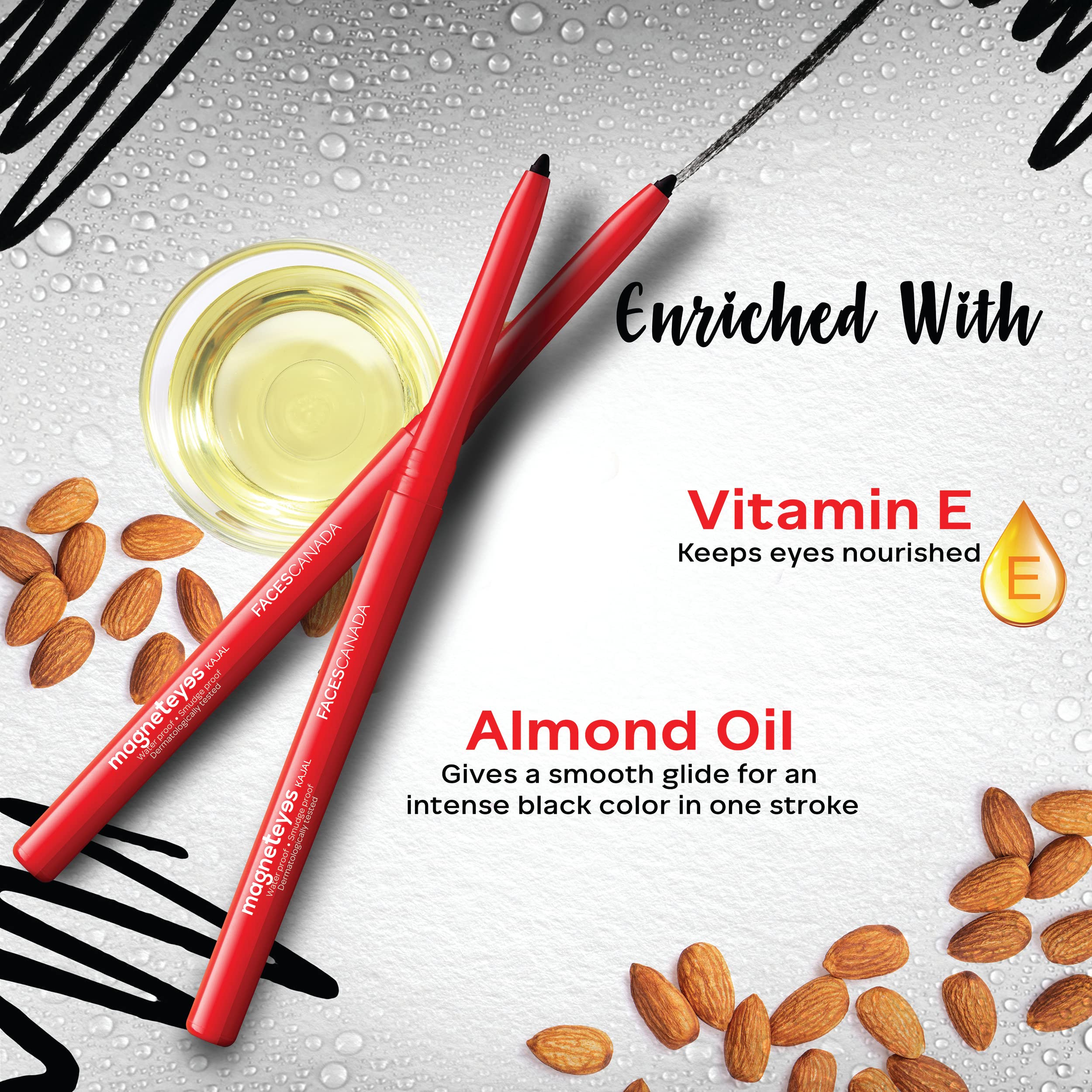 Facescanada Magneteyes Kajal - Black, 0.35G | 24 Hr Long Stay | One Stroke Smooth Glide | Waterproof, Smudgeproof & Fadeproof |