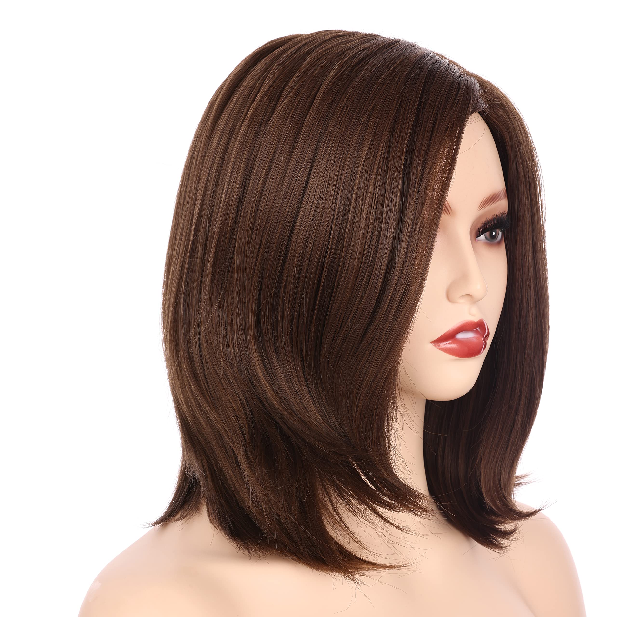 Onedor 11'' Short Straight Middle Part Synthetic Heat Resistant Bob Wigs, Full Head Hair Wigs For Women, Girls (Rl6/8)