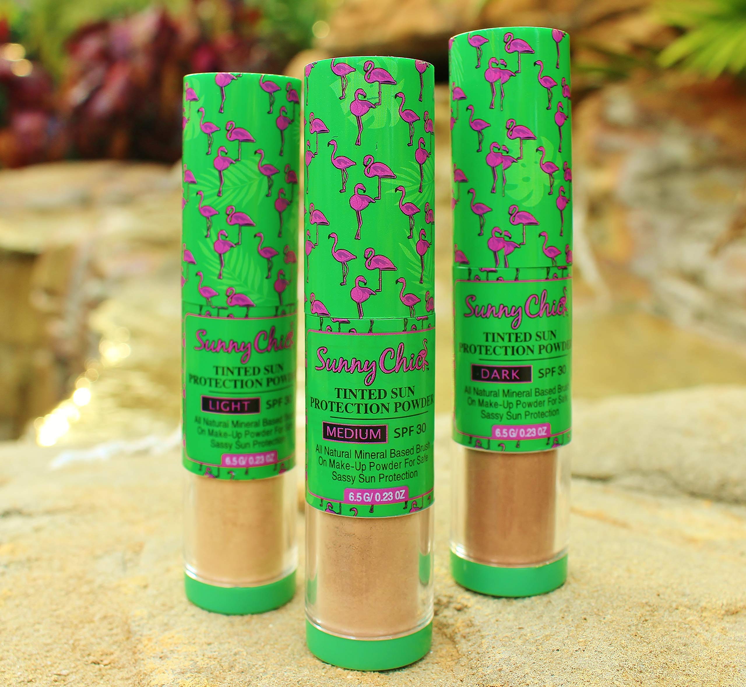 Sunny Chick Natural Sunscreen Powder- Tinted Brush-On Mineral Sunblock Spf30 .23Oz (Light)