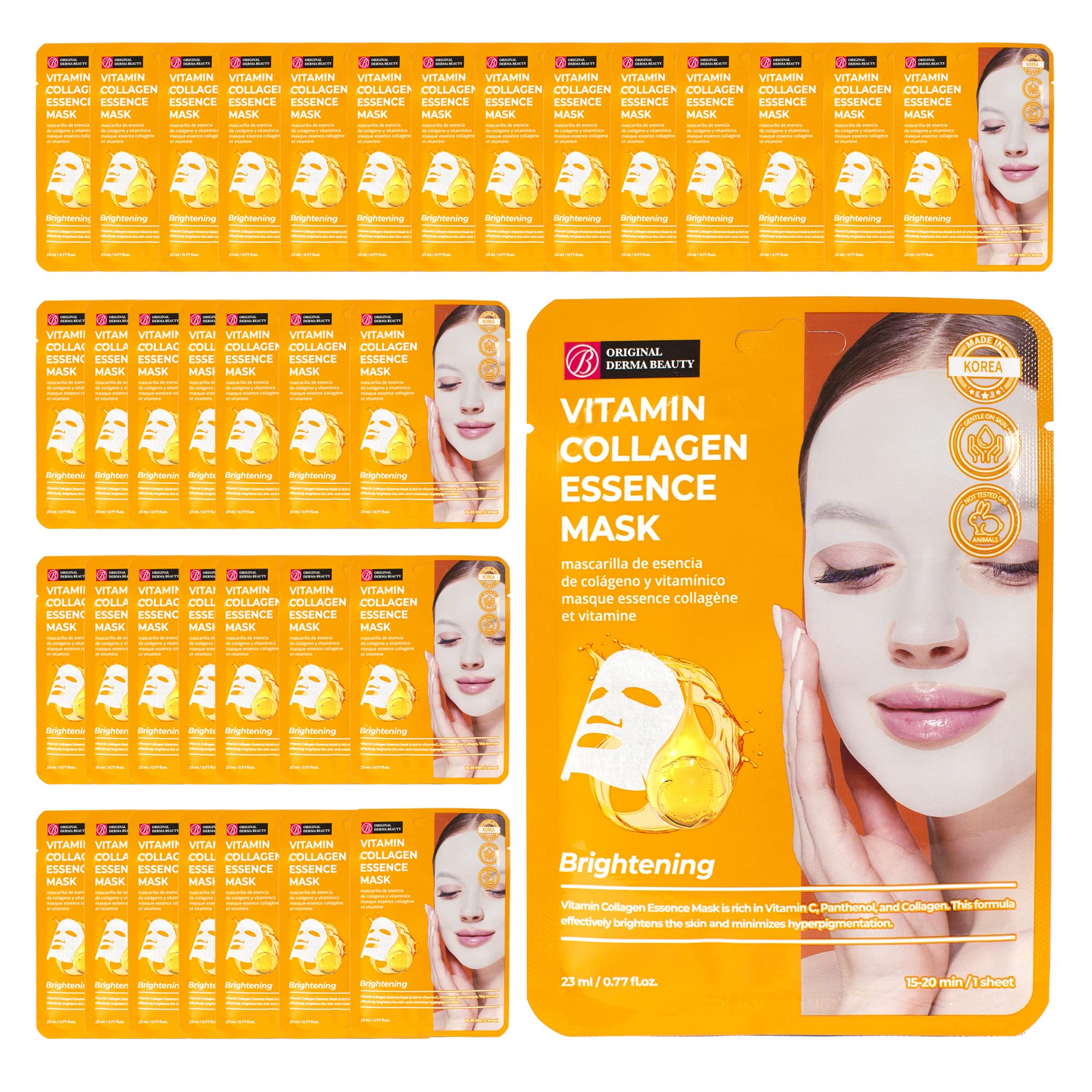 Innerest Original Derma Beauty Collagen Face Masks 36 Pk Brightening Vitamin Face Mask Skin Care Sheet Masks Set For Beauty & Pe