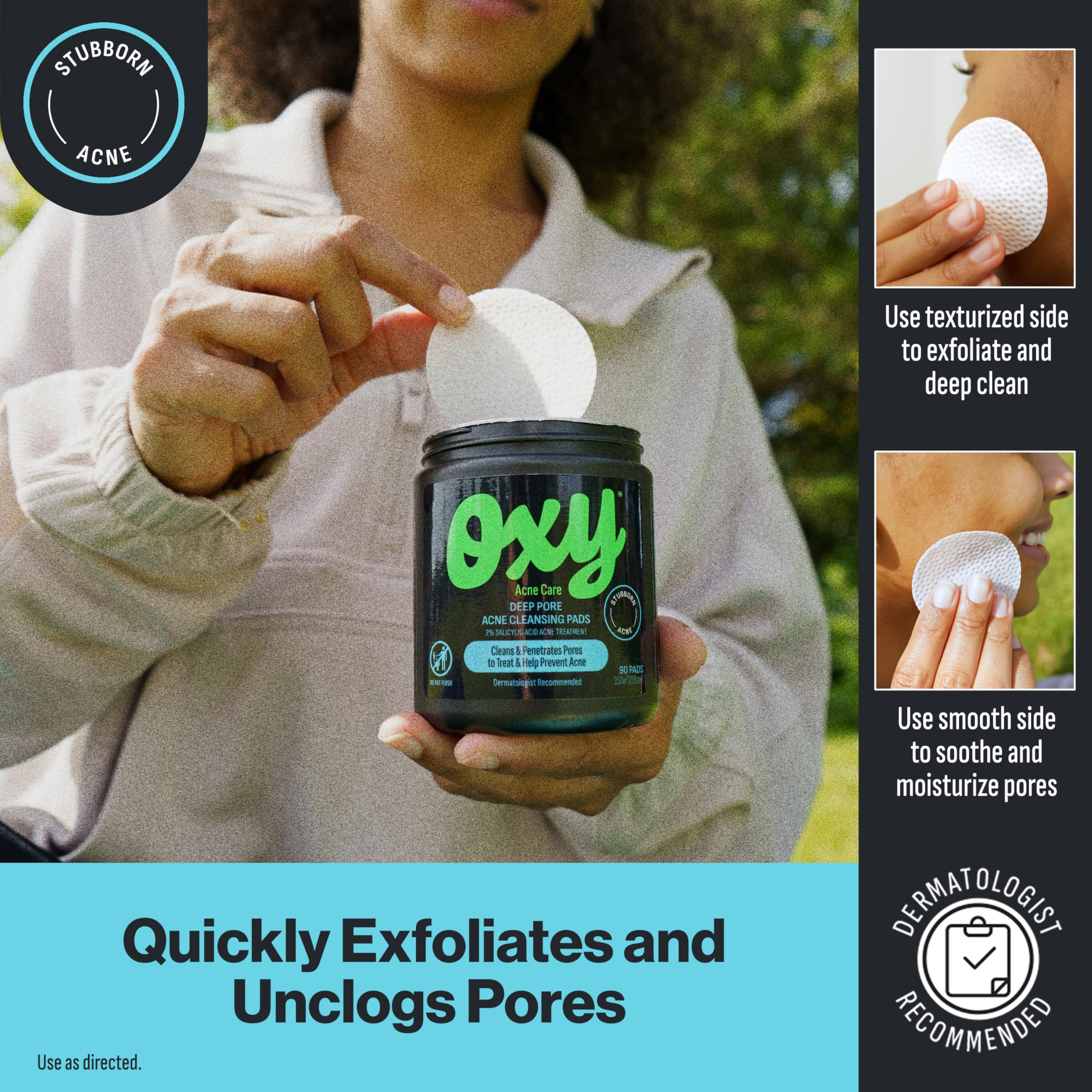 Oxy Deep Pore Acne Facial Cleansing Pads, Maximum Strength 2% Salicylic Acid Stubborn Acne Treatment, Fights Breakouts, Exfoliat