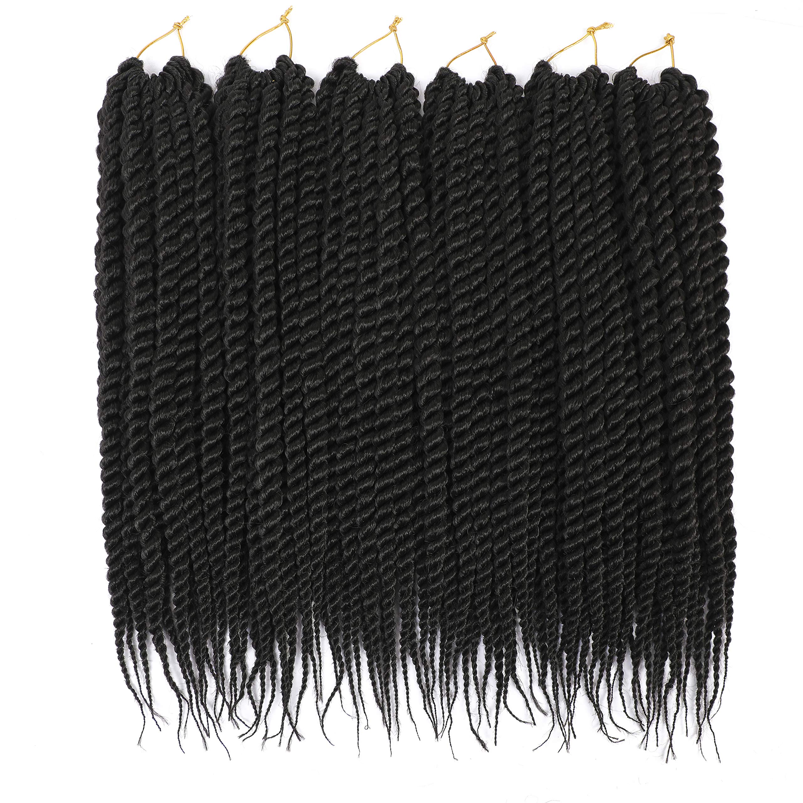 Havana Twist Crochet Hair 6 Packs 14 Inch Crochet Braids Senegalese Twist Crochet Hair Jumbo Havana Twist Crochet Braids(1B)