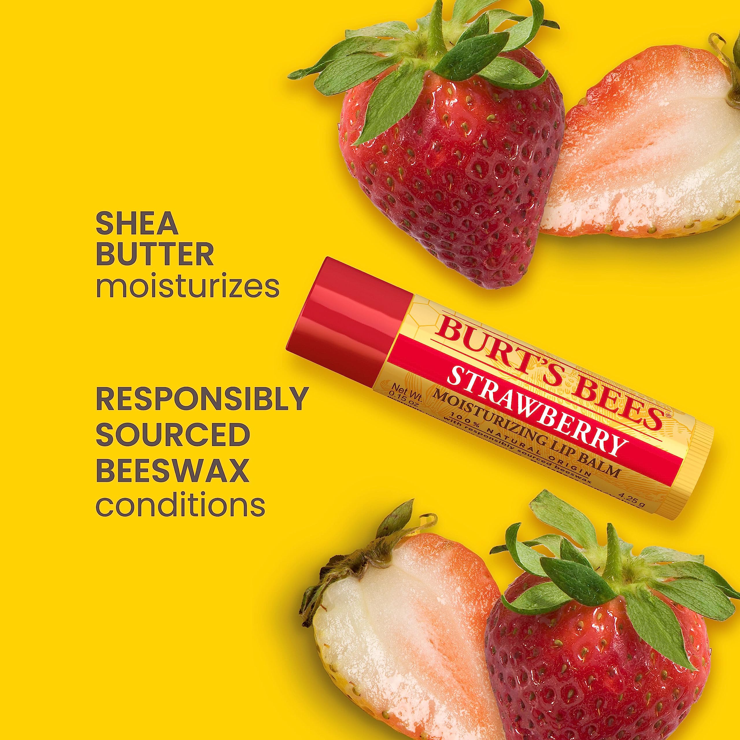 Burt'S Bees Lip Balm Stocking Stuffers, Moisturizing Lip Care Christmas Gifts, Strawberry, 100% Natural (2-Pack)