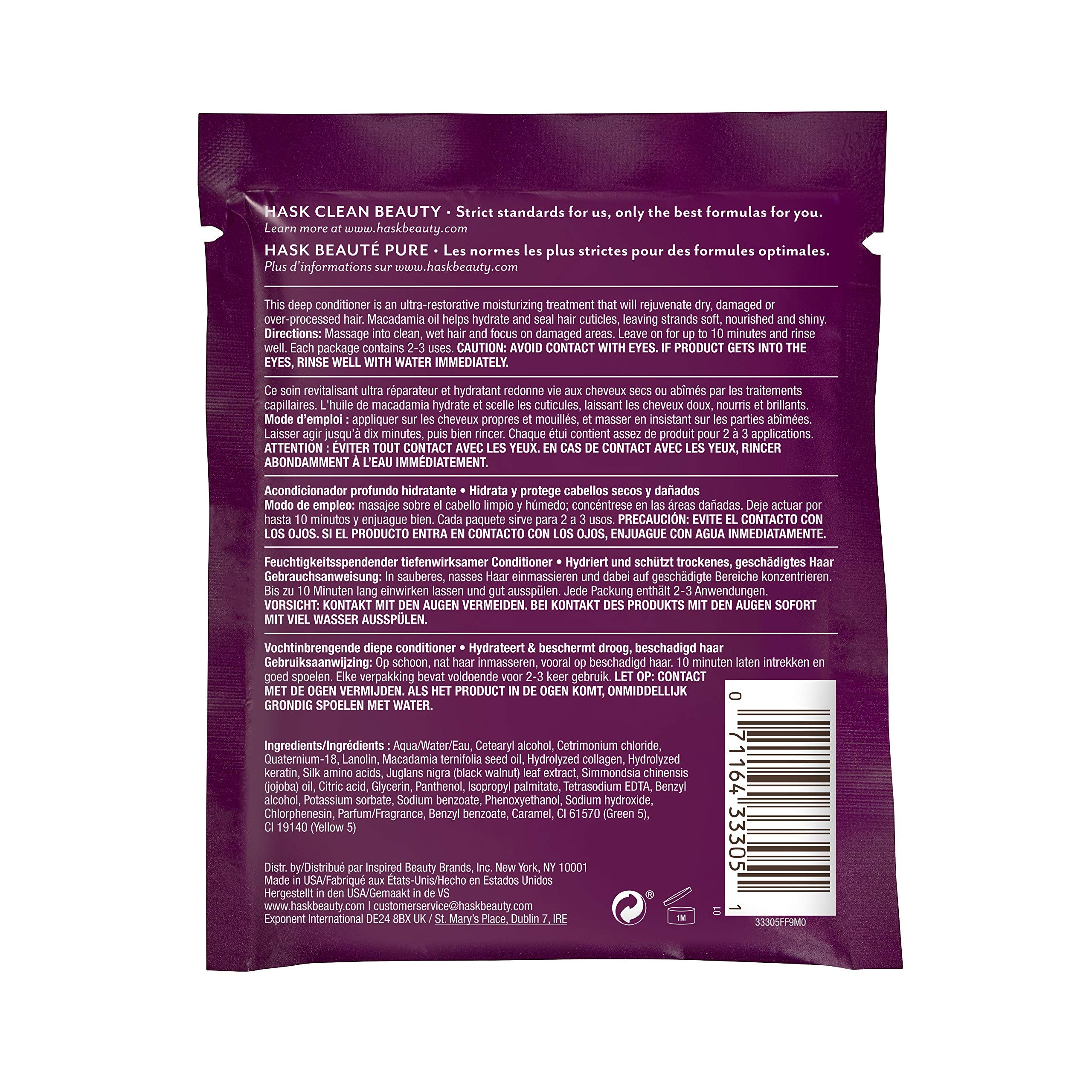 Hask Macadamia Oil Moisturizing Deep Conditioning Treatment Packet, 1.75 Ounce