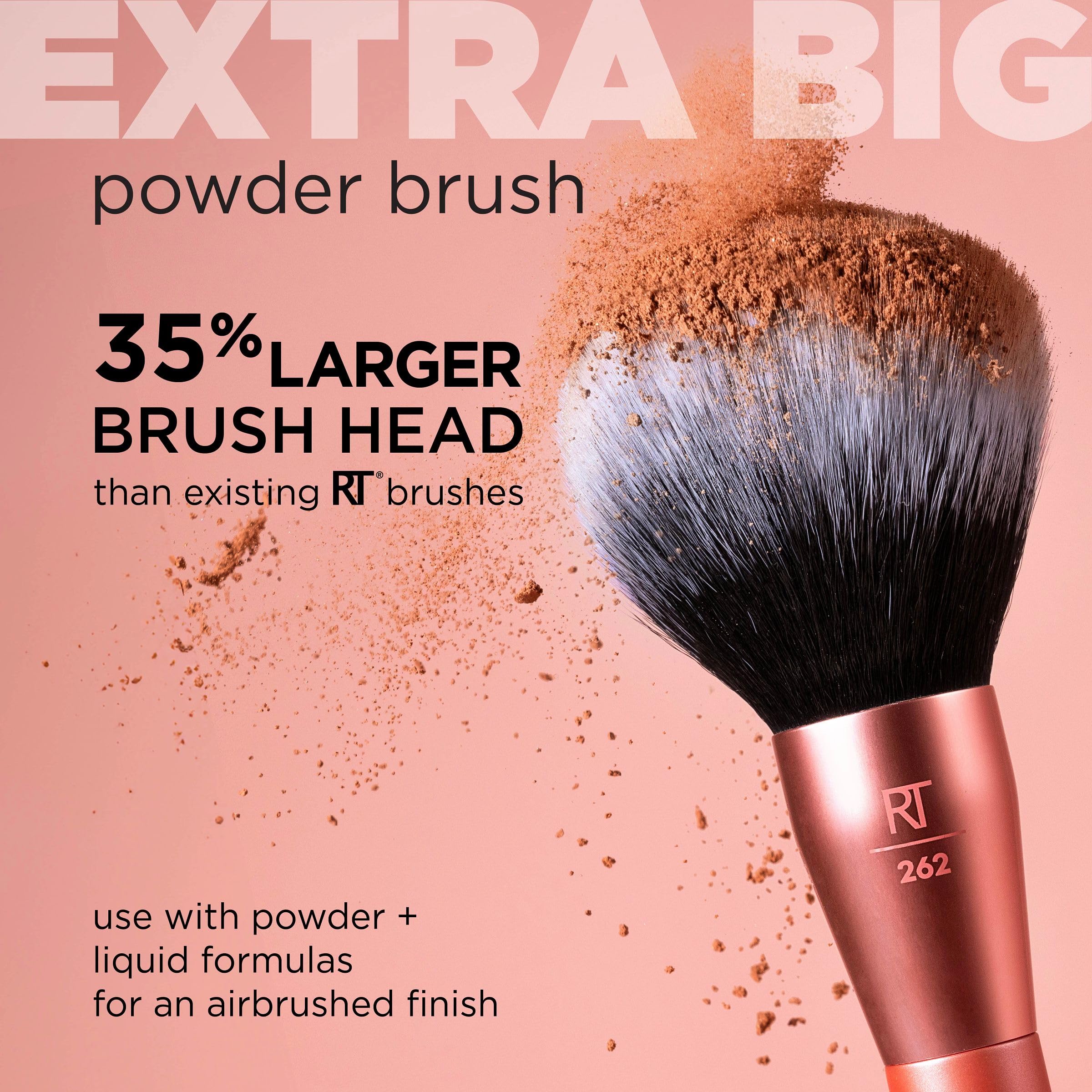 Real Techniques Extra Big Powder Brush, Large Makeup Brush For Powder, Fluffy Head For All-Over Setting, XL Oversized Brush For