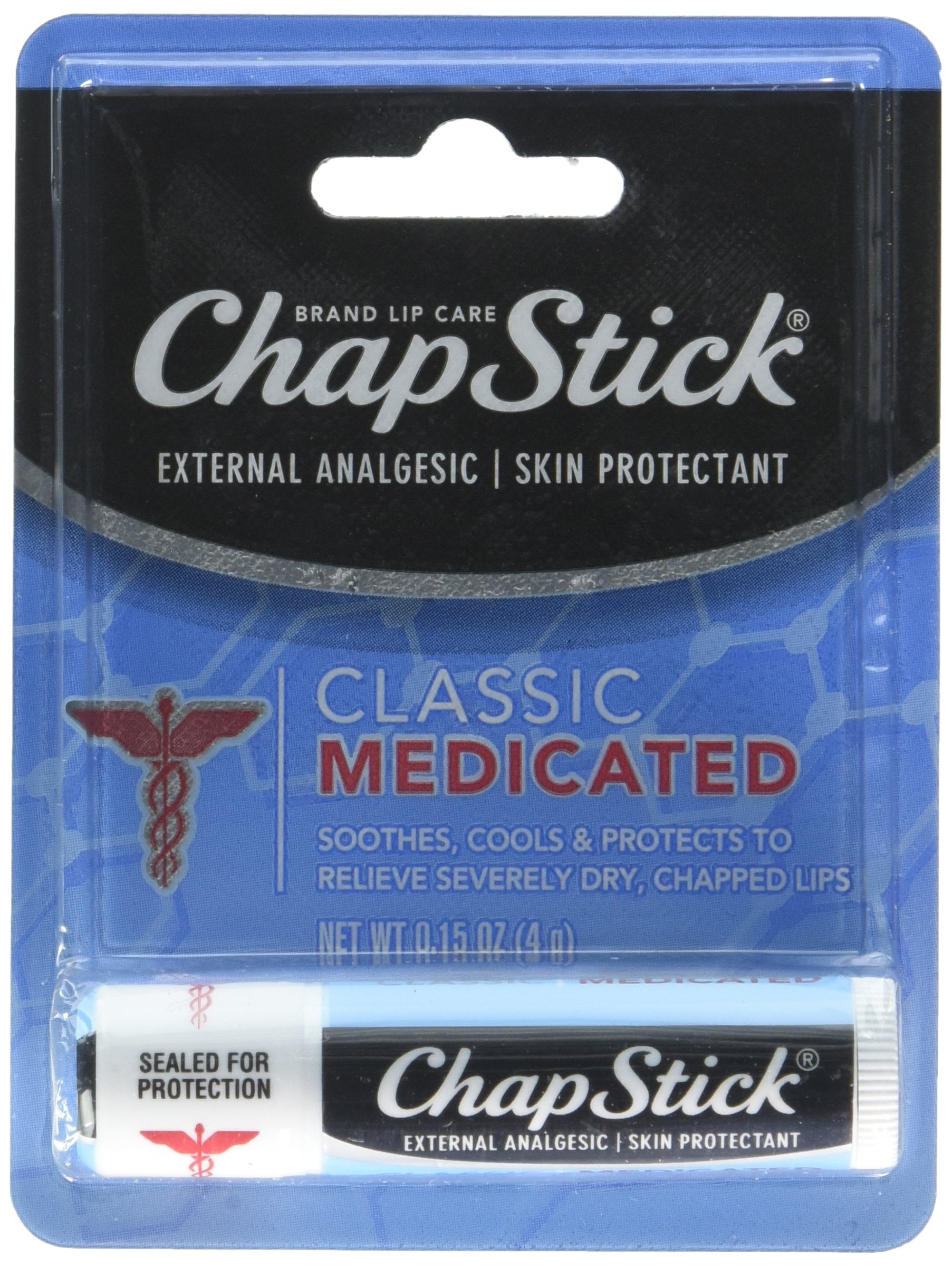 chapstick classic Medicated Lip Balm, 015 Ounce, 3 count