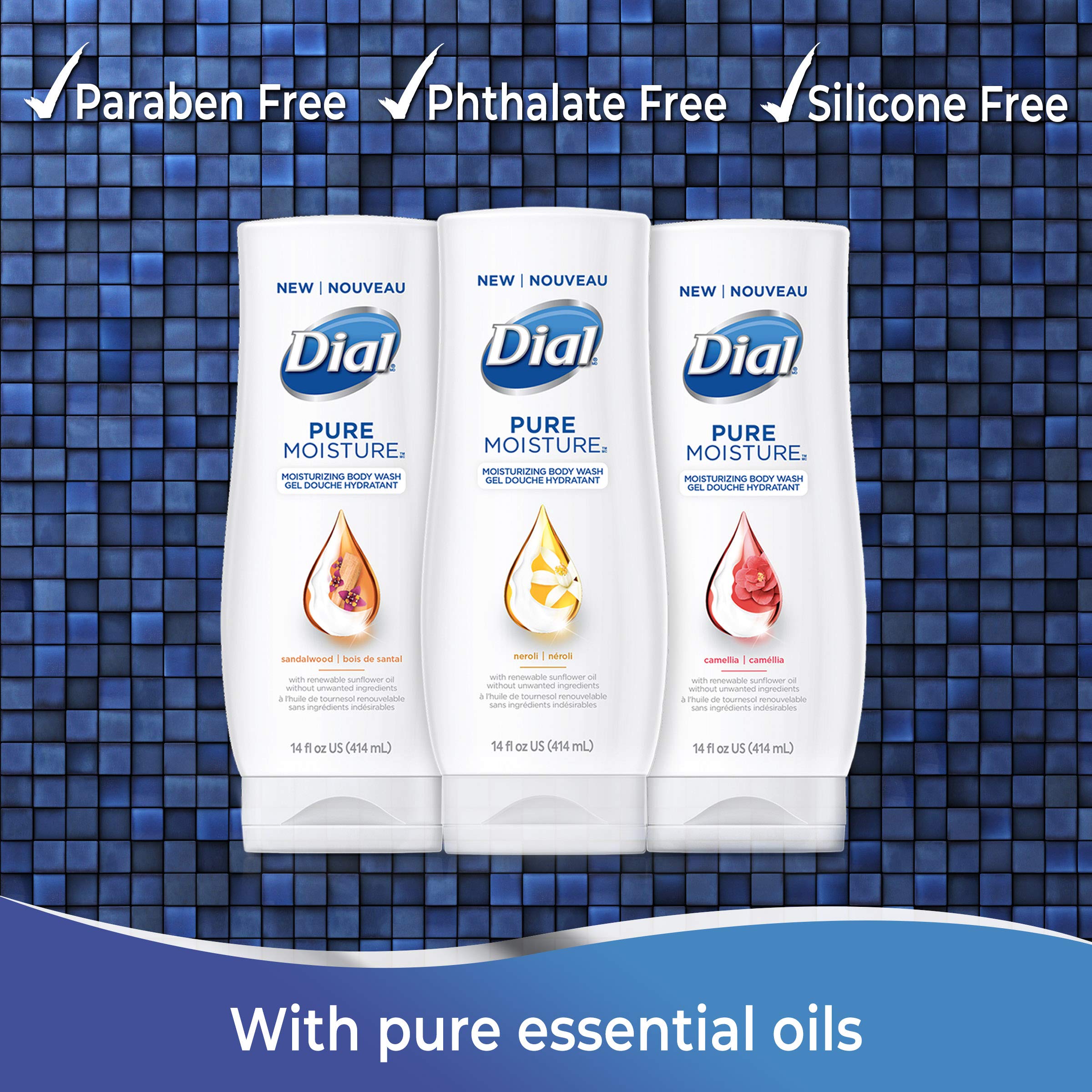 Dial Pure Moisture Body Wash, Sandalwood, 14 Ounce