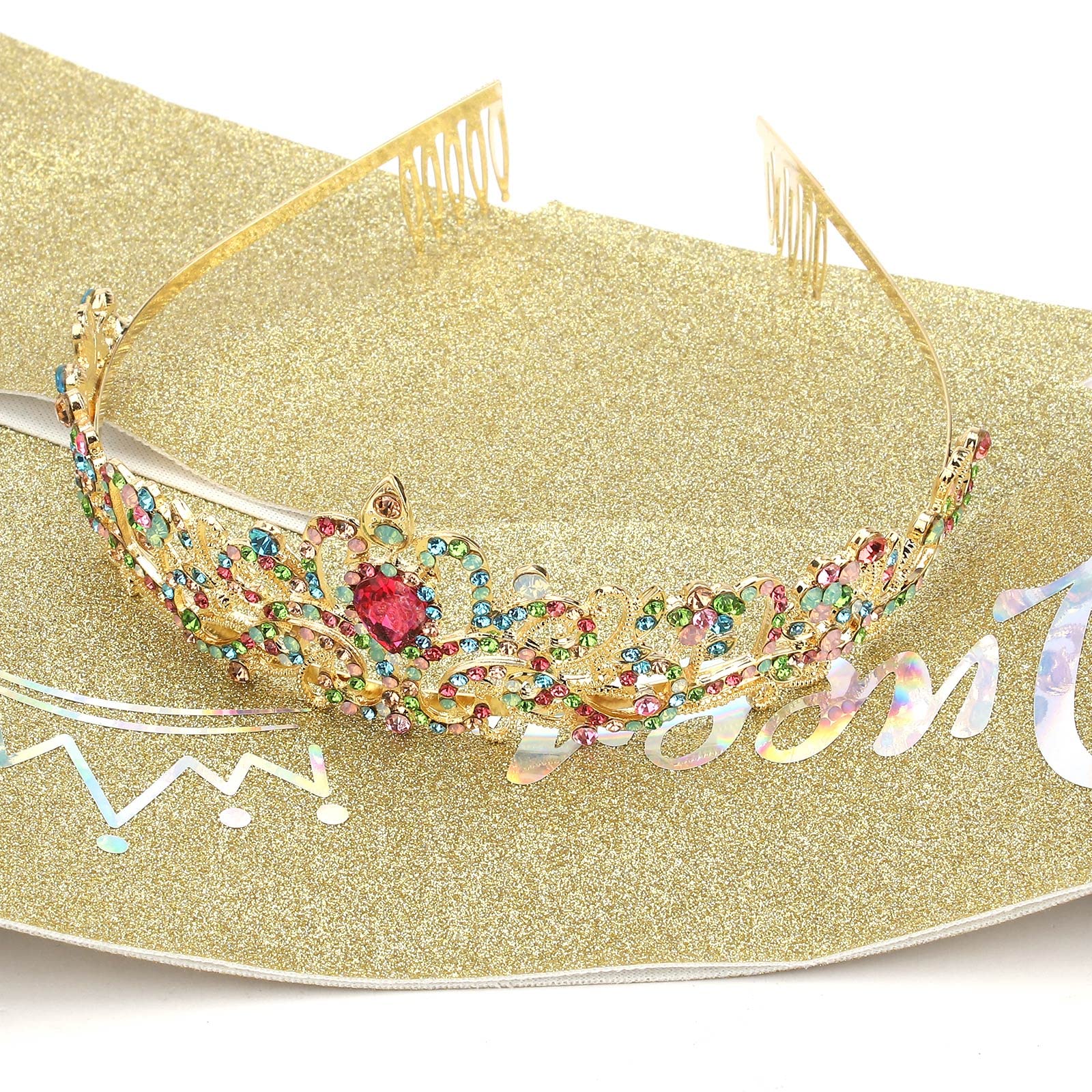 Cocide ''Birthday Queen'' Sash And Crystal Tiara Set Tiara And Crowns For Women Birthday Gift For Girl Kit Decorations Set Rhine