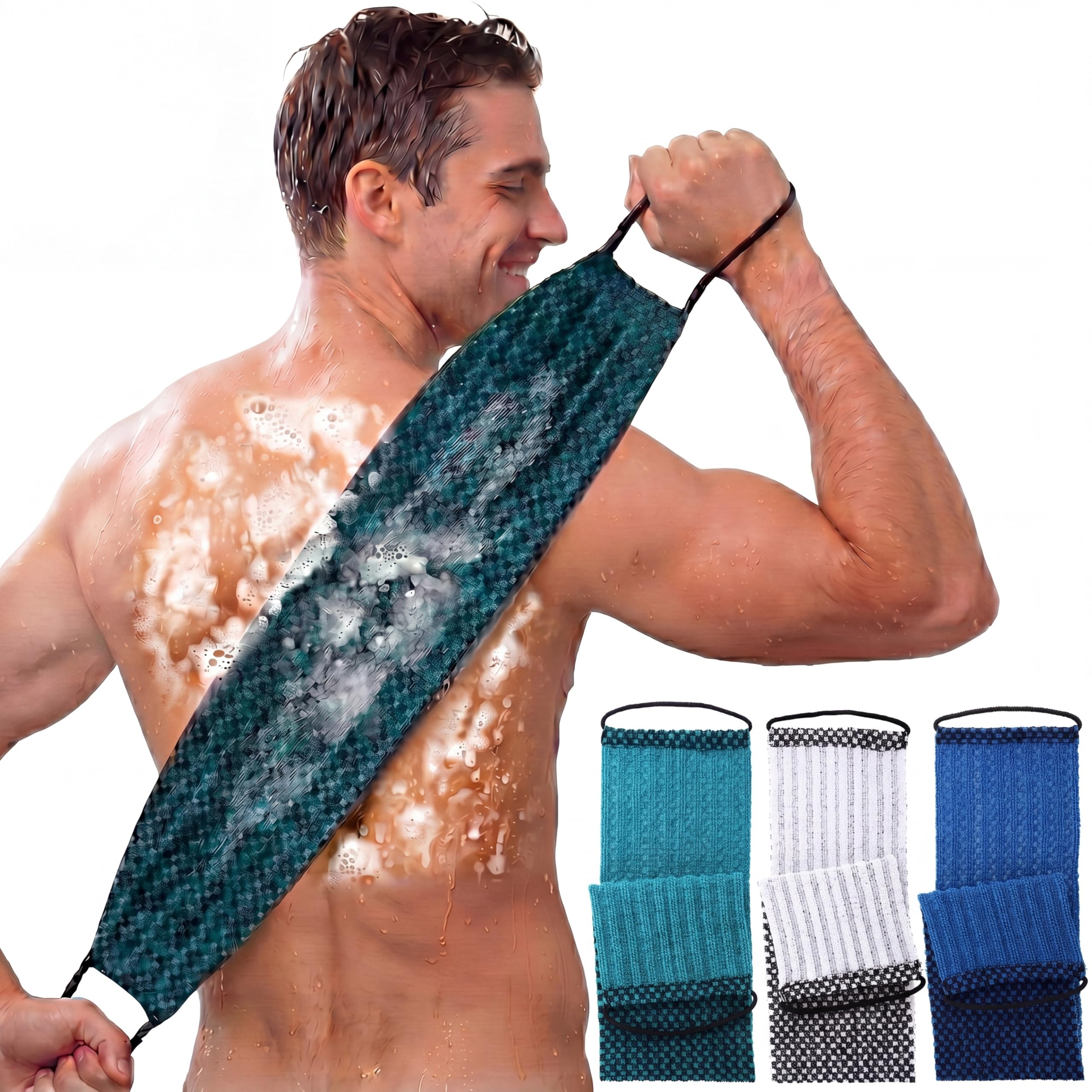 3 Pcs DualTextured Japanese Exfoliating Washcloth Body Back Scrubber