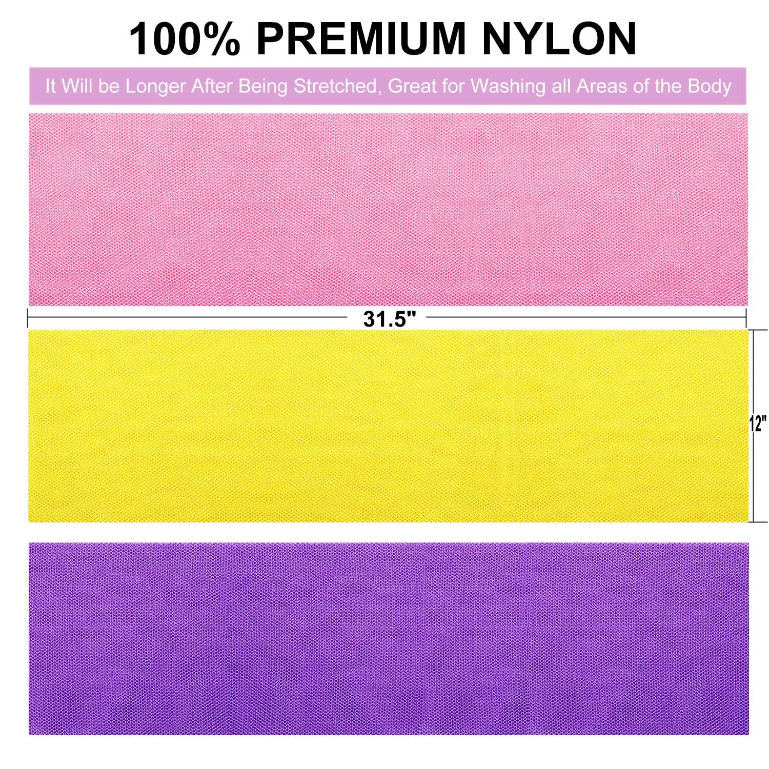 Gigules, 3 Pieces African Net Bath Sponge African Exfoliating African Scrubbing Long Net Rag African Wash Net Shower Body Scrubb