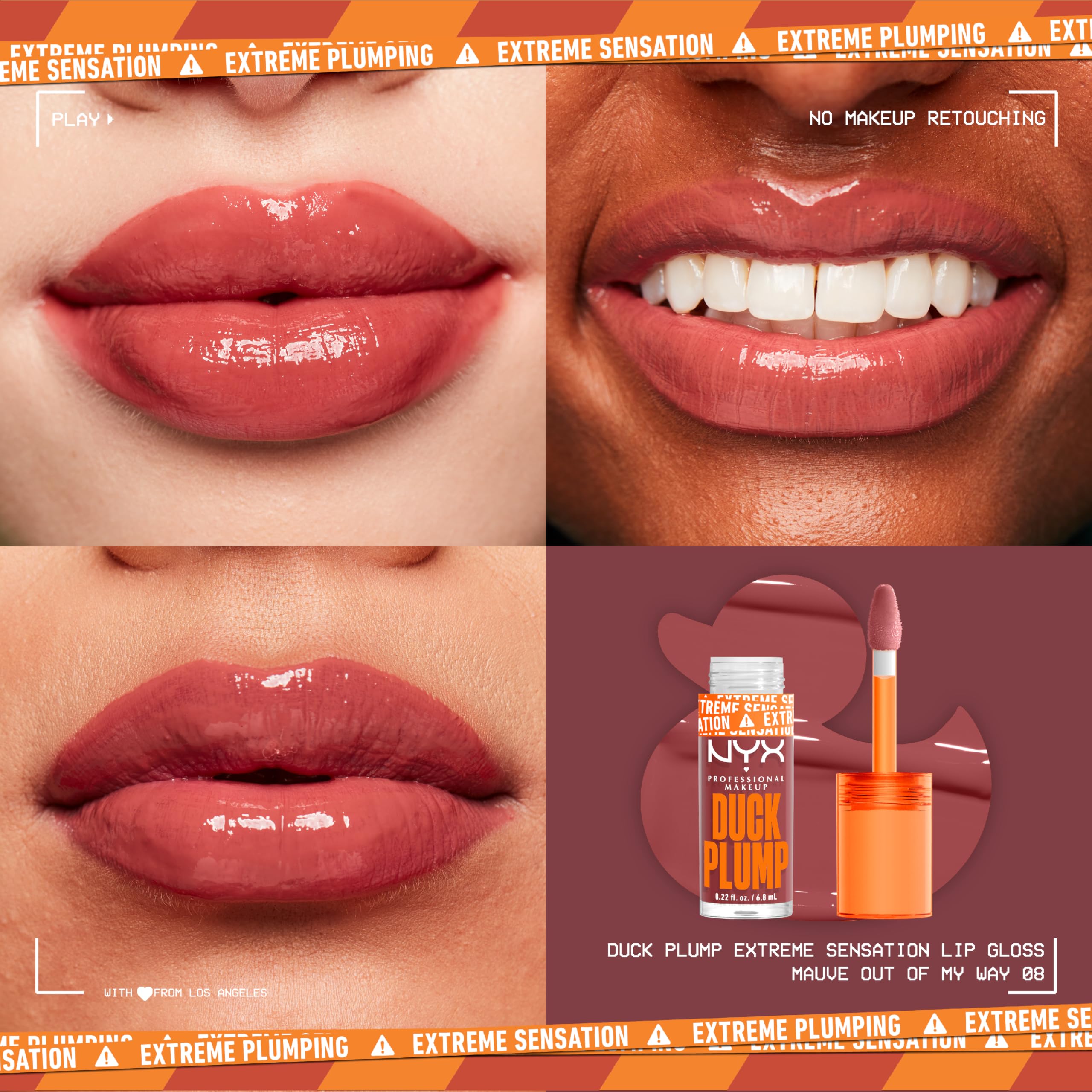 NYX PROFESSIONAL MAKEUP Duck Plump High Pigment Plumping Lip Gloss with Spicy Ginger, Vegan Lip Makeup - Mauve Out Of My Way (Tr