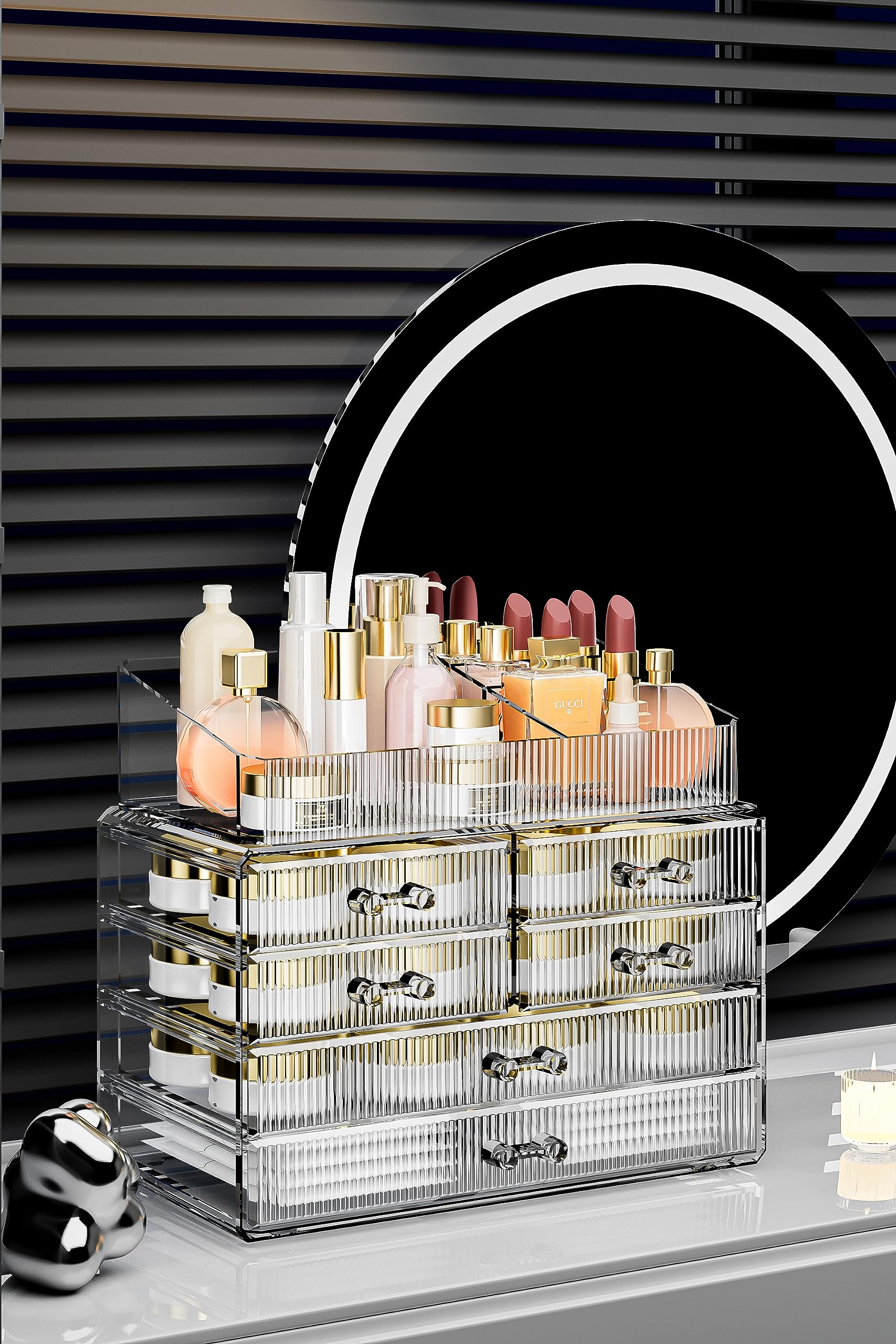 Zhiai Stackable Storage Drawers, Acrylic Bathroom Counter Organizer Clear Makeup Organizers For Vanity, Kitchen Cabinets, Bathro