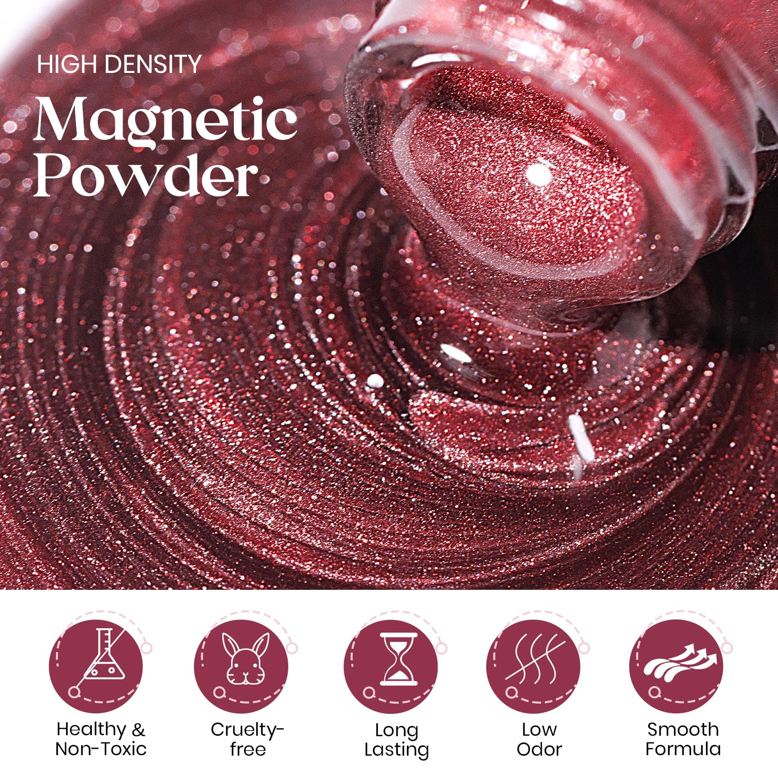 Mizhse Cat Eye Gel Nail Polish: Red Magnetic Gel Polish With Magnet Stick, Maillard Style Magic Effect Galaxy Shimmer Glitter Ho