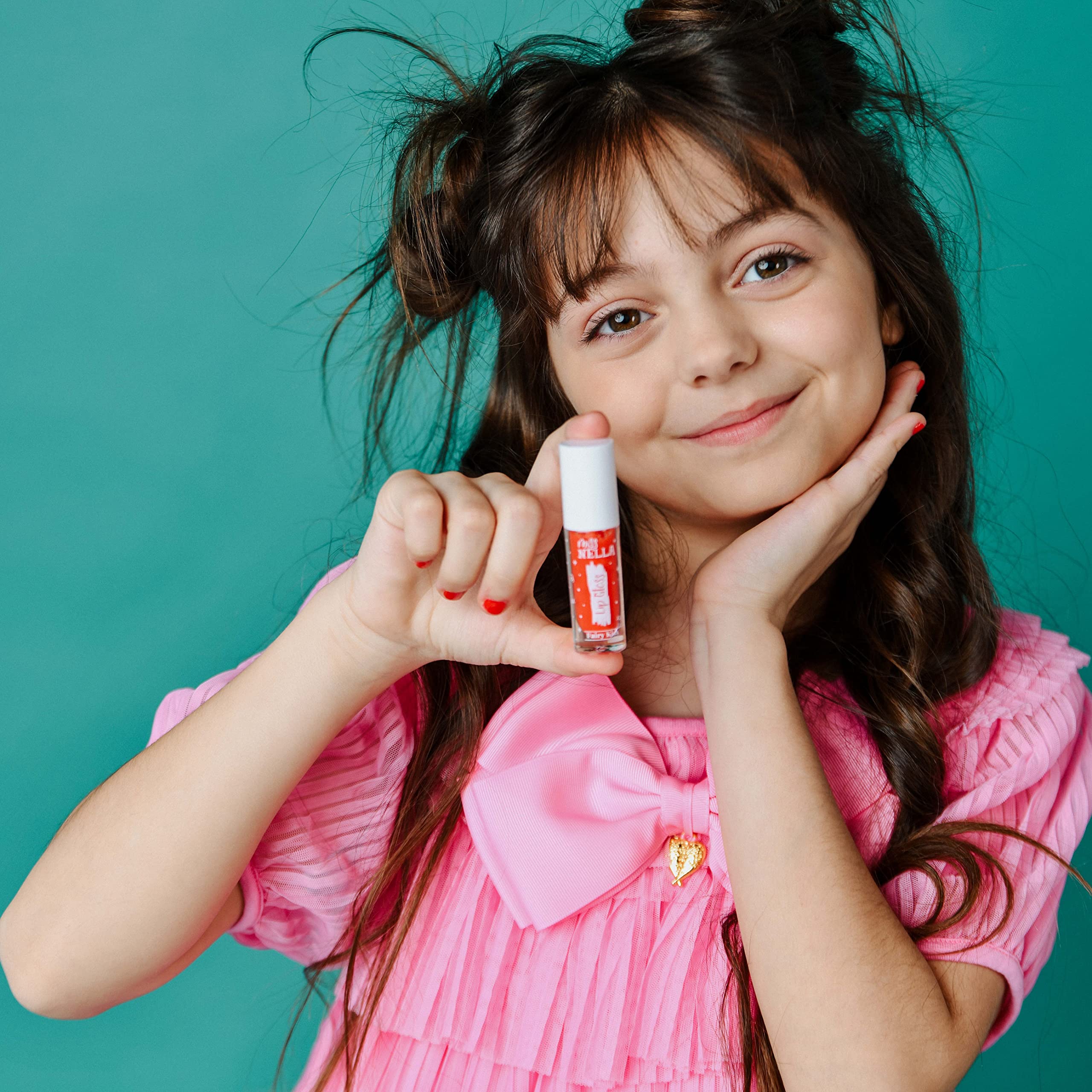 Miss Nella Fairy Kiss Lip Gloss, Red Hydrating Children Lip Gloss, Watermelon Scent, Gentle On The Skin. Gives A Sheer Kiss Of C