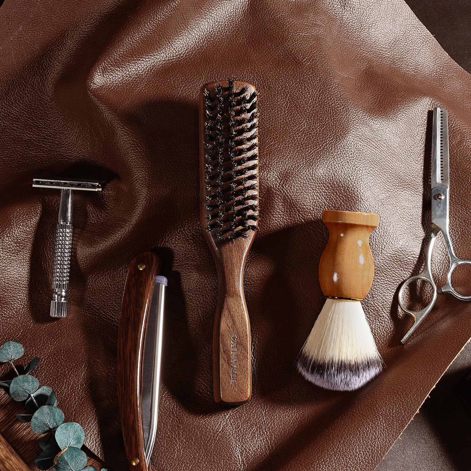 GAINWELL Men's Wild Boar Bristle Hair Brush - Stiff Bristles, Black Walnut Handle, Ideal for Thick Hair, 1 Count