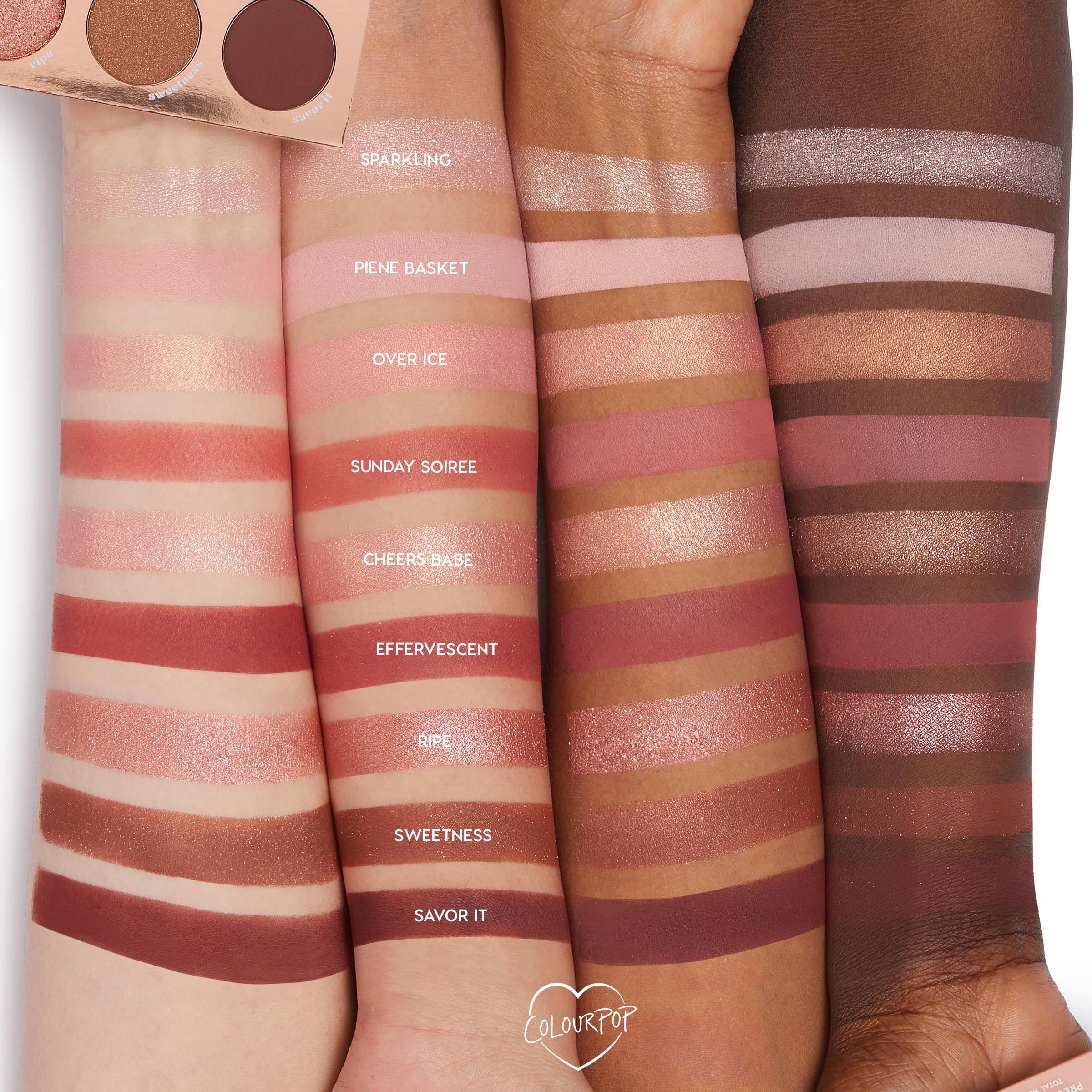 ColourPop By The Ros   Shadow Palette - Pink & Red Neutral Palette with Metallic and Cream Matte Finishes - High-Pigment Makeup