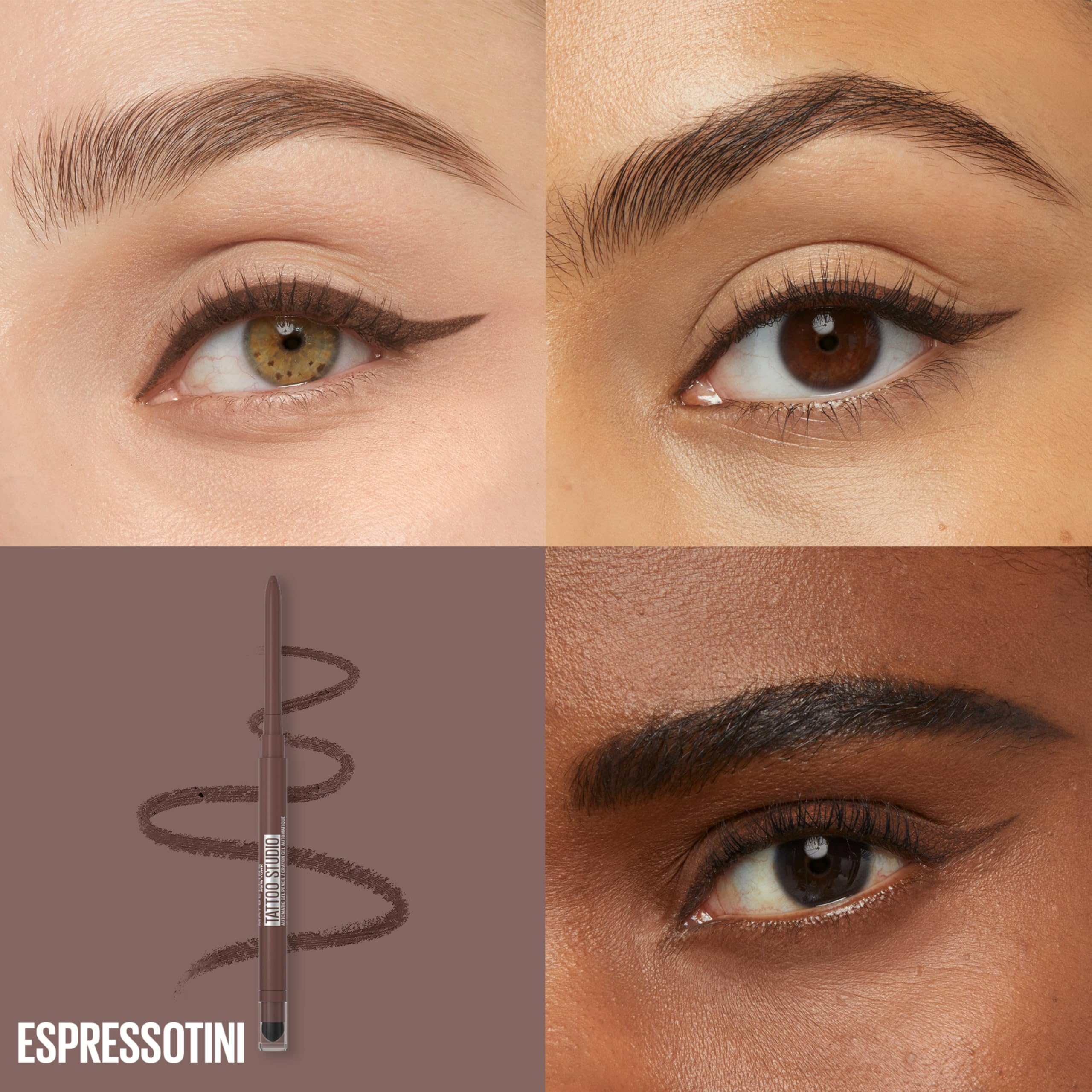 Maybelline Tattoo Studio Automatic Gel Pencil Waterproof Eyeliner, Blendable, Smudge Resistant, Matte Eyeliner For Up To 36Hr We