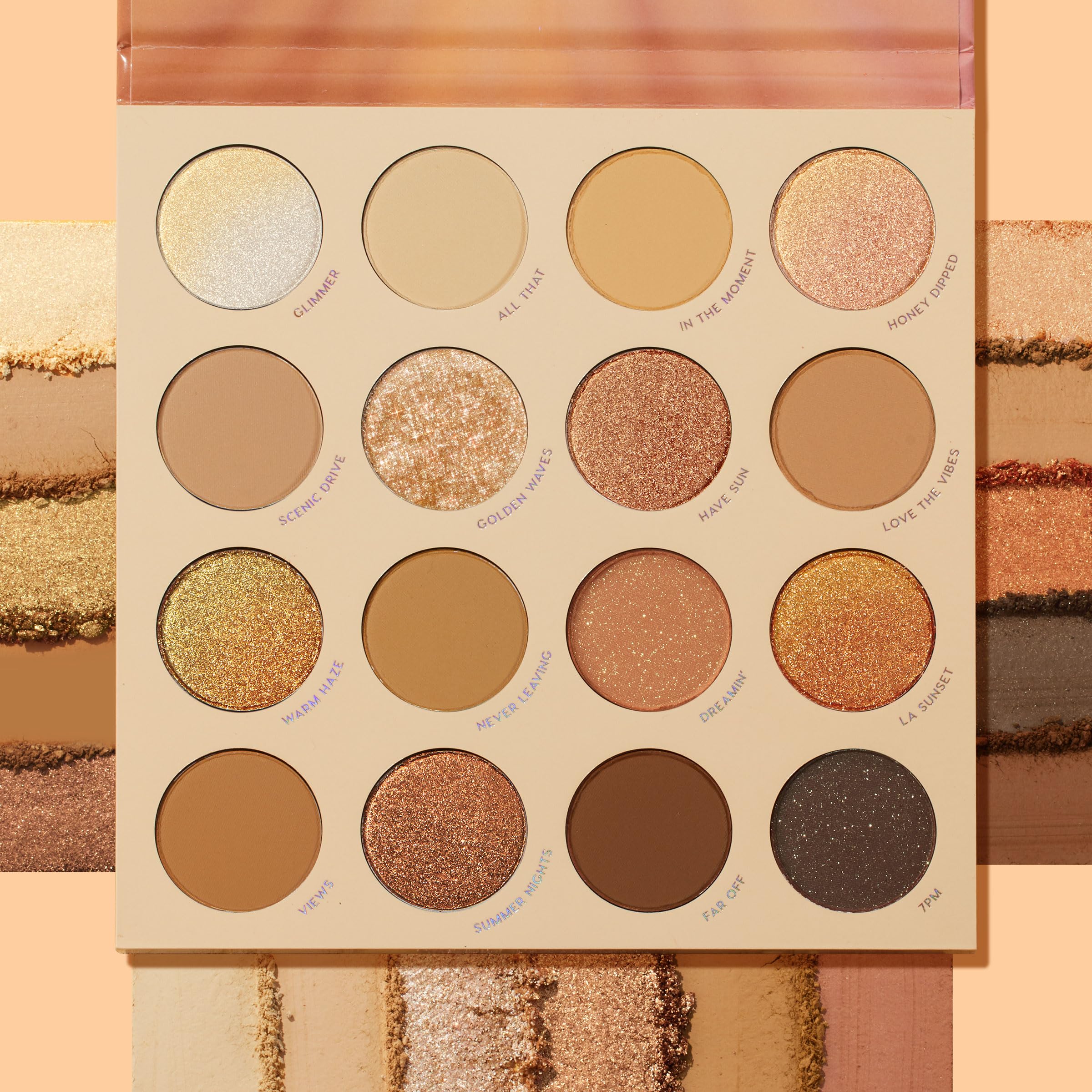 ColourPop Golden Hour Eyeshadow Palette - Sunset Tone Eye Makeup Palette with Duo-Chrome, Metallic, Matte Sparkle & Glitter Fini