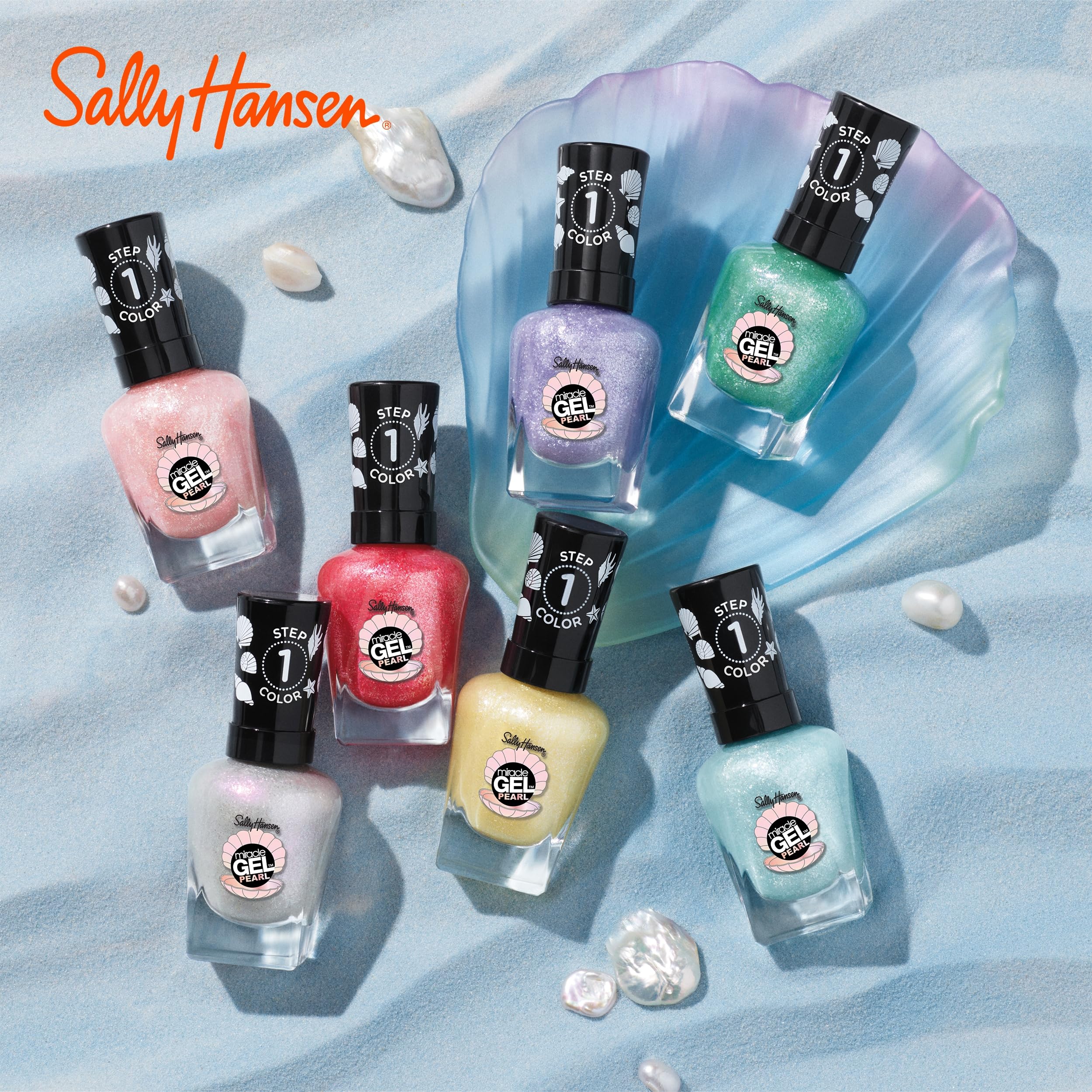 Sally Hansen Miracle Gel, Pearls One Of A Kind, Long Lasting, Gel-Like Formula, No Uv Lamp Needed, White Nail Polish