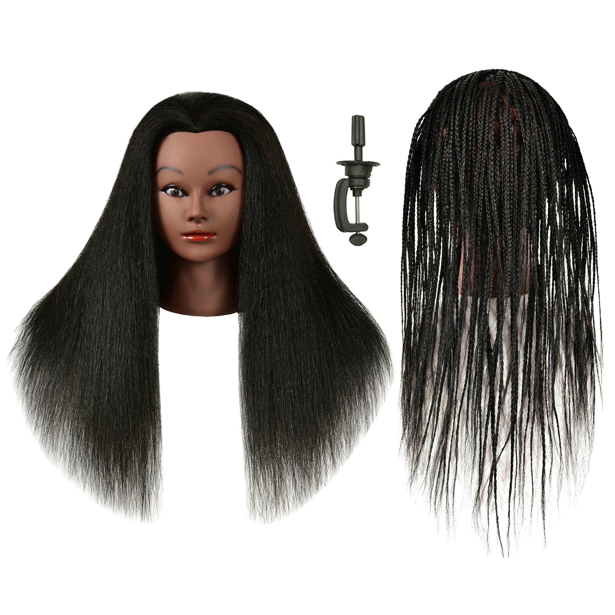 FUTAI 30 Inch 100% Human Hair Mannequin Head with Table Clamp Stand for Hairdresser Practice Braiding Styling Manikin Cosmetolog