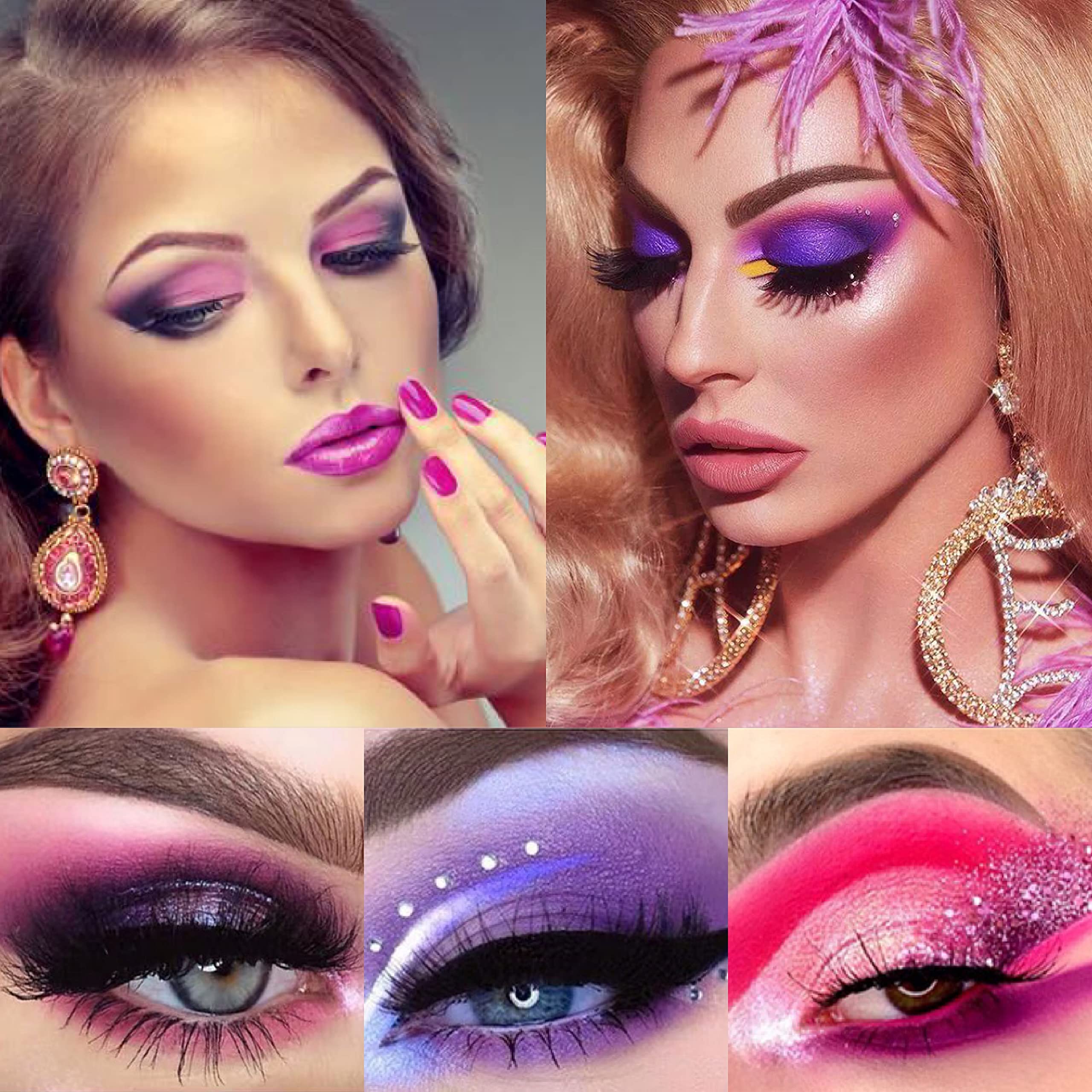 Yeweian Purple Pink Glitter Eyeshadow Palette, 12 Colors Shimmer High Pigmented Eyeshadow Powder,Dream Purple Pink Eyeshadow Pal