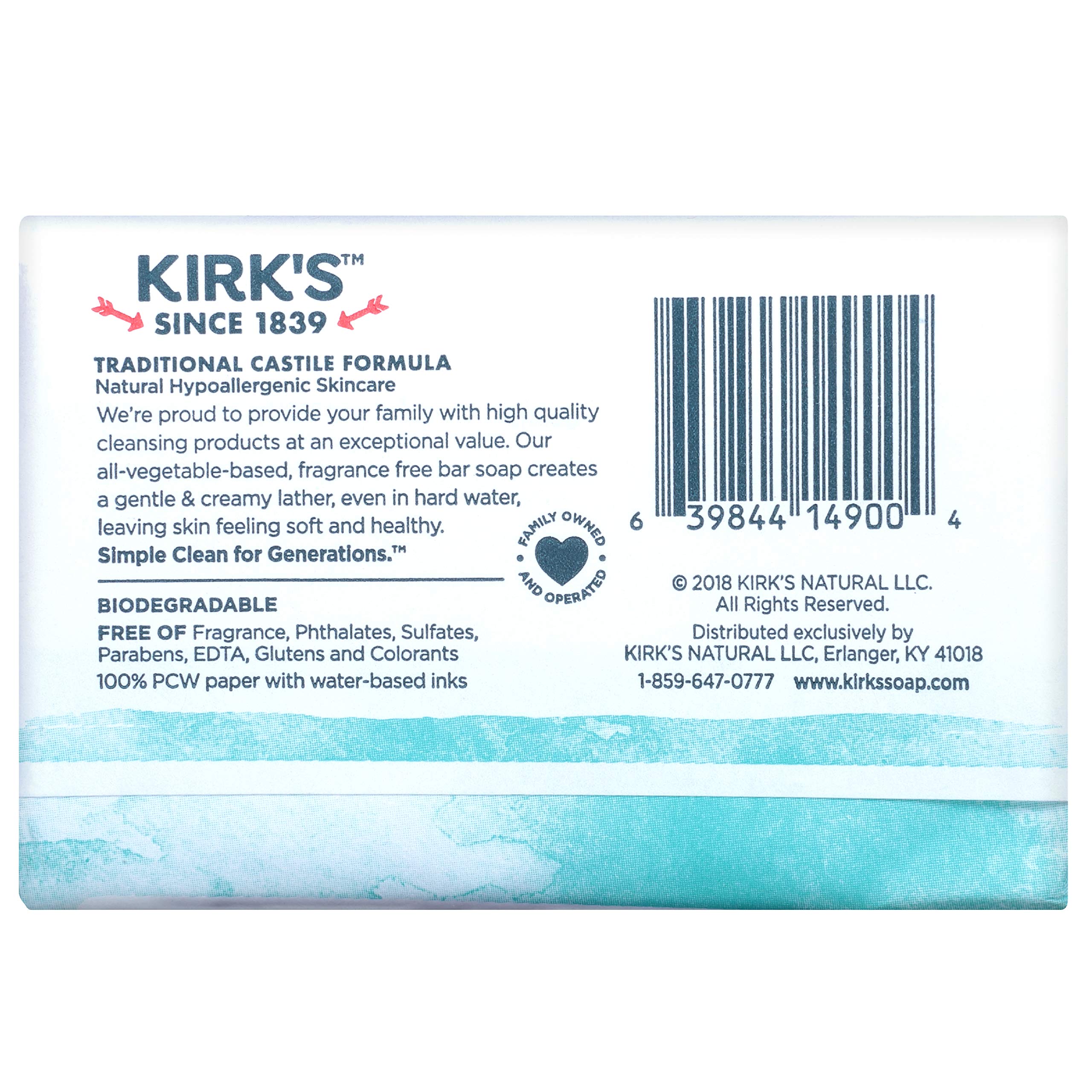 Kirk'S Original Coco Castile Bar Soap Fragrance Free 4 Ounces (8 Pack)