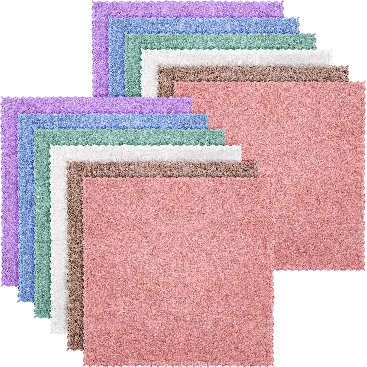 12 Pieces Microfiber Facial Wash Cloth Makeup Remover Cloths Reusable Face Wash Cloth Cleansing Towel Soft Face Washcloth for Fa