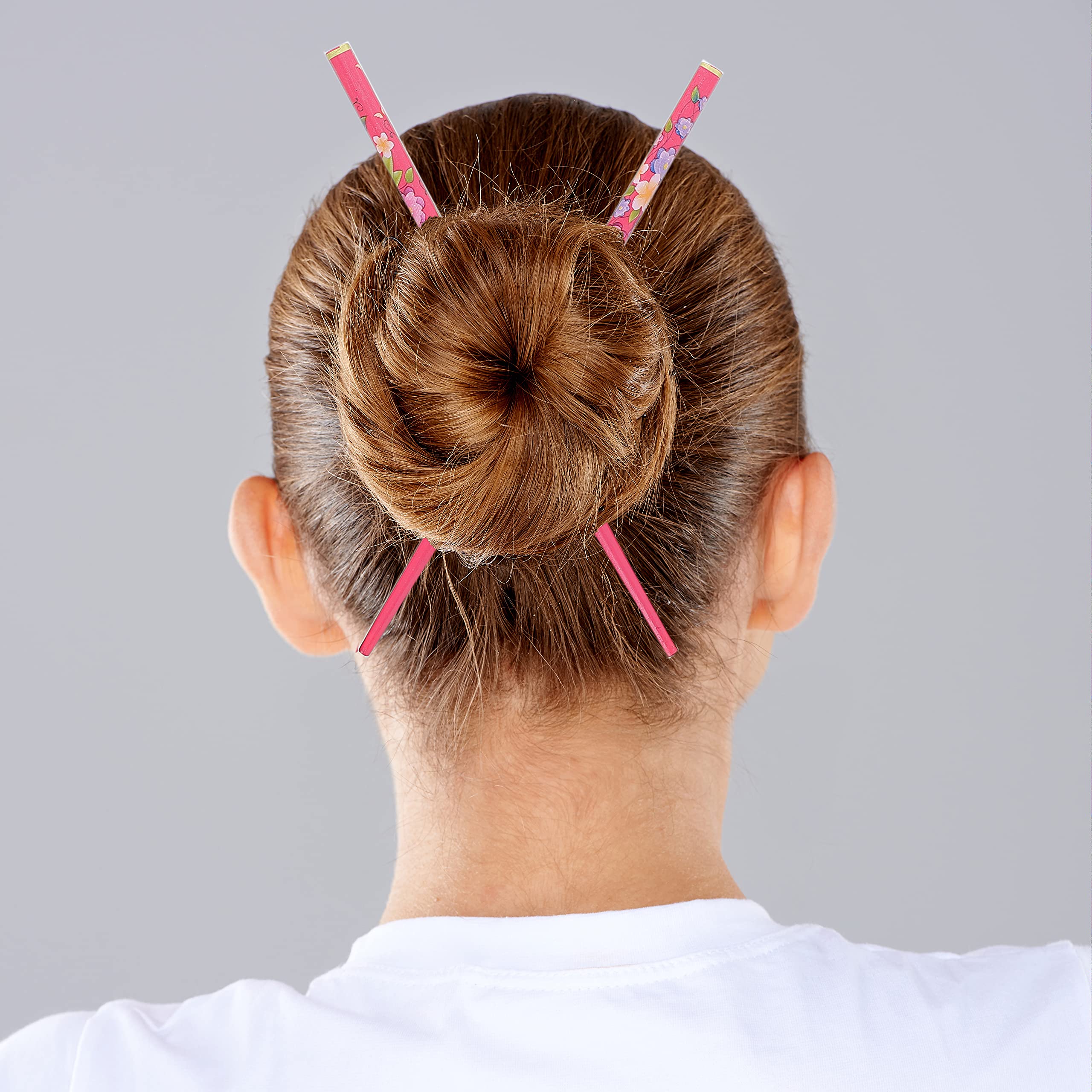 Floral Hair Sticks Chopsticks - Pack of 2-Pink