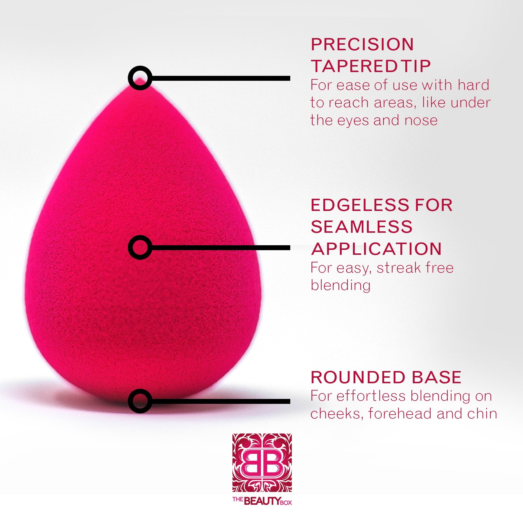 The Beauty Box Professional Beauty Makeup Blending Cosmetics Sponge, Flawless Foundation Blending For Liquids, Creams, Powder, C