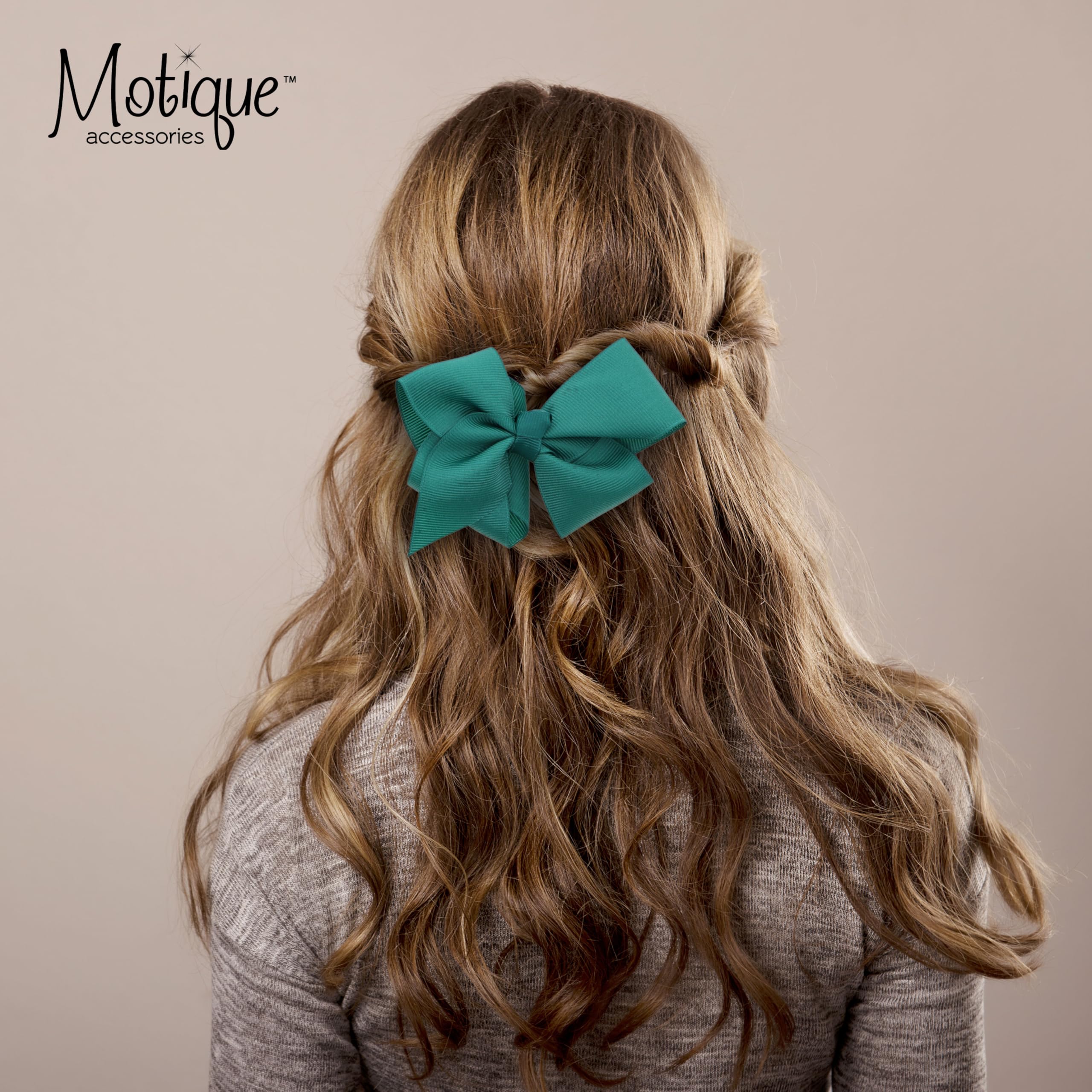 5.5 Inch Grosgrain Hair Bow Clip For Woman And Girls (Dark Turquoise)