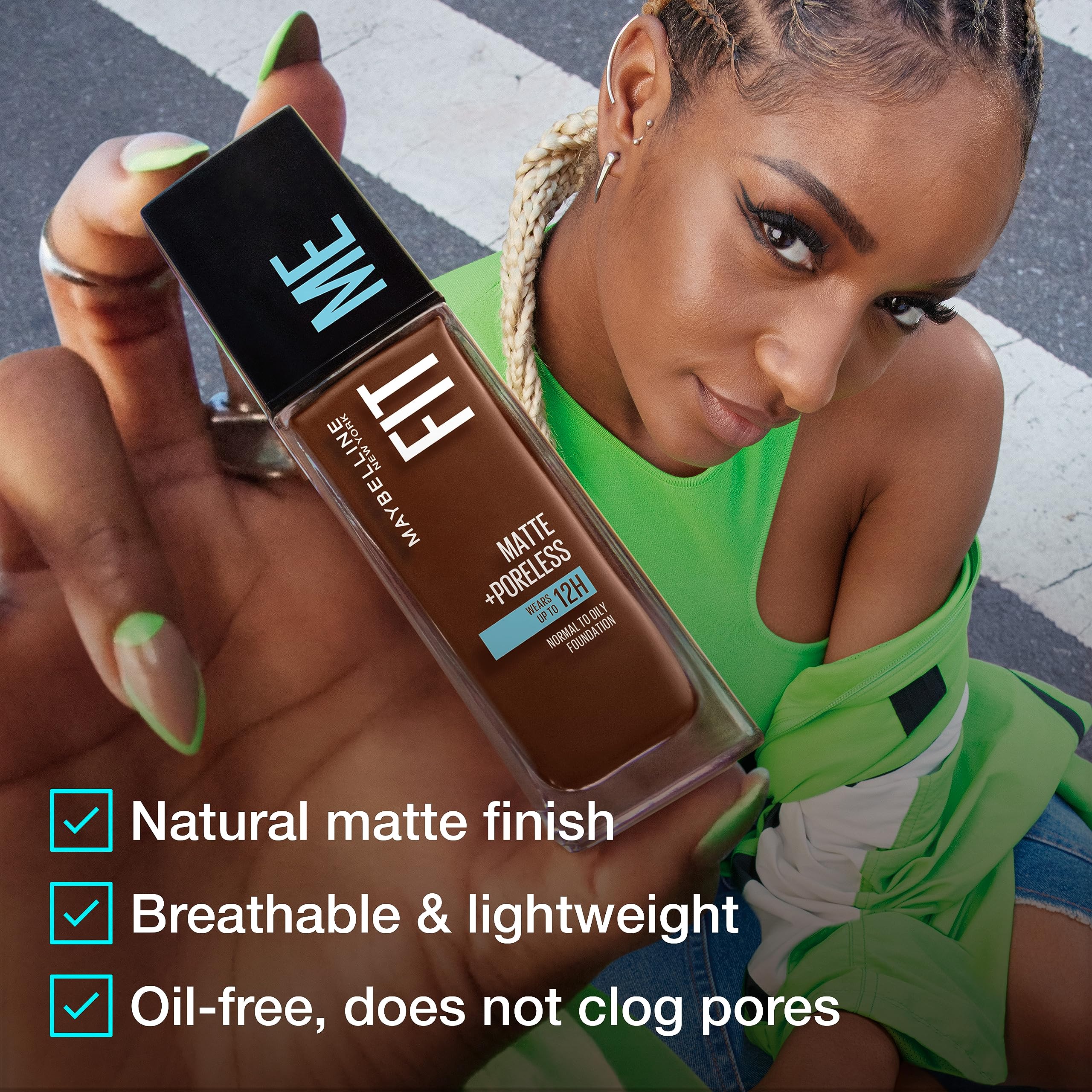 Maybelline Fit Me Matte + Poreless Liquid Oil-Free Foundation Makeup, Creamy Beige, 1 Count (Packaging May Vary)
