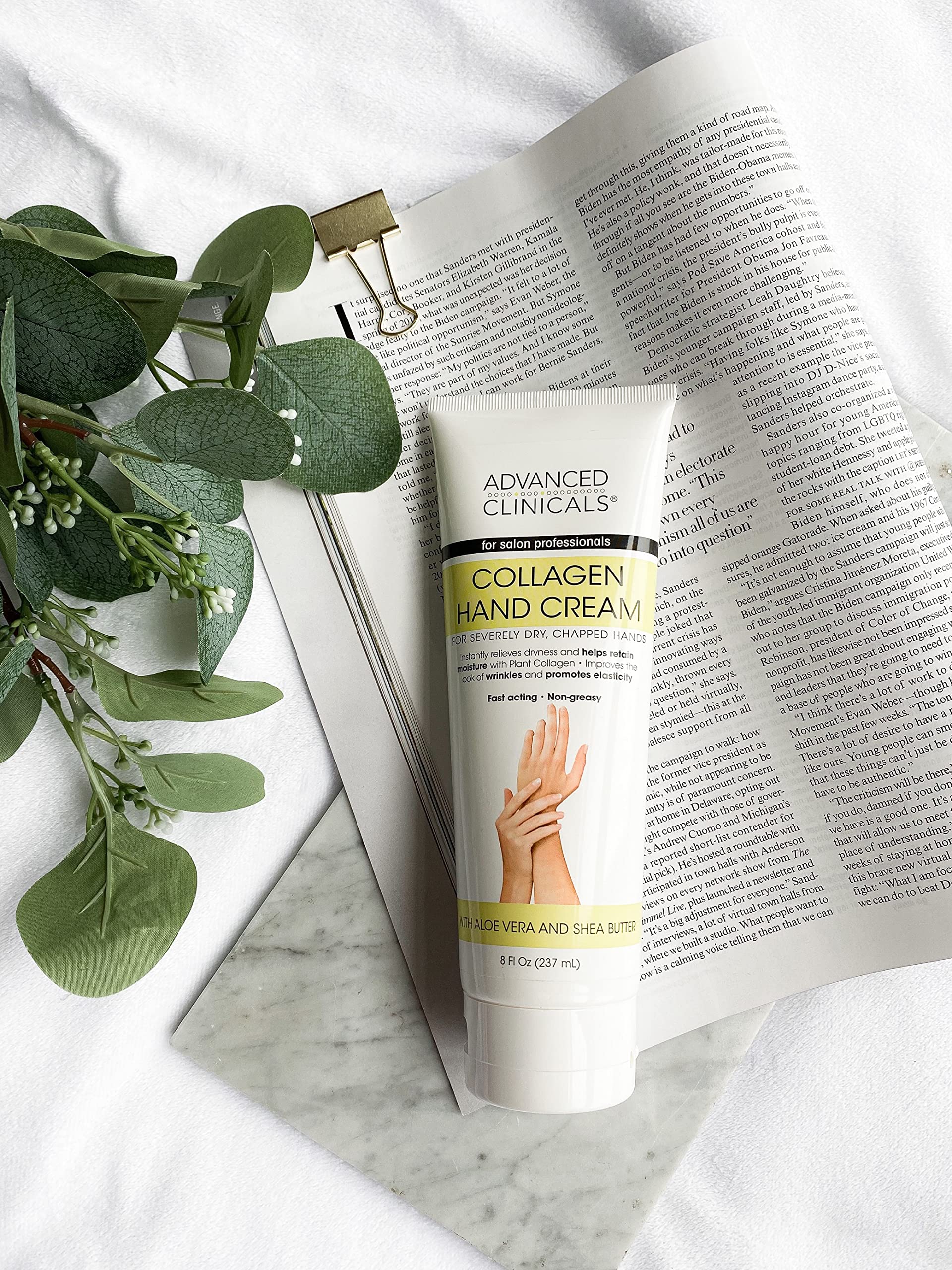 Advanced Clinicals Collagen Hand & Body Cream Skin Care Moisturizer Lotion For Dry Cracked Skin. Soothing & Hydrating Plant Coll