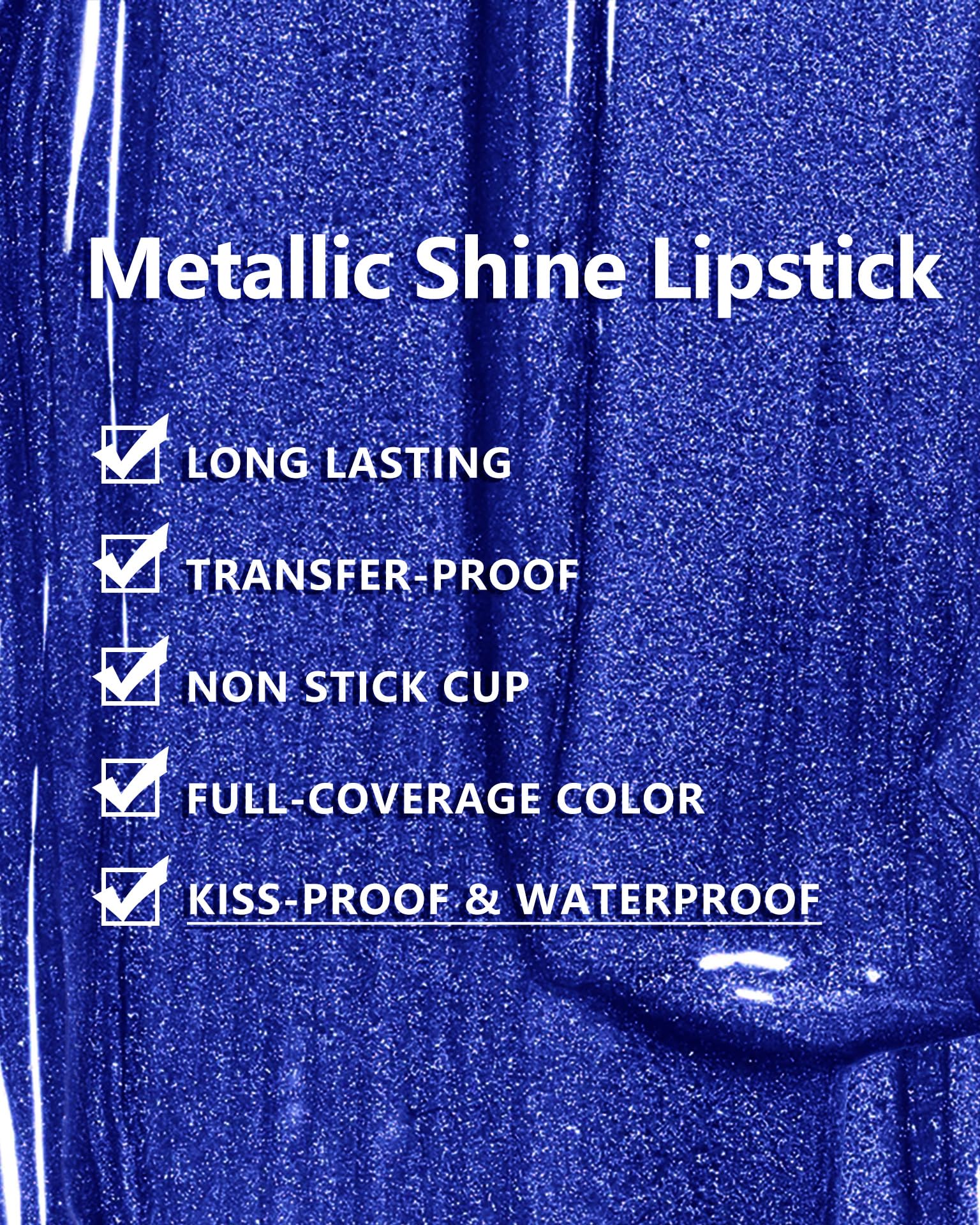 Maki Yika Blue Lipstick For Women Metallic Lipsticks Glitter Long Lasting Lipstick No Smudge No Transfer Liquid Pink Lip Gloss (