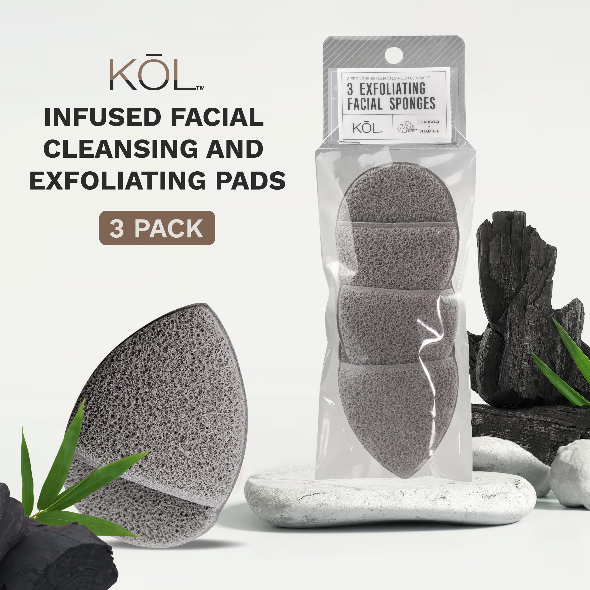 Kol Face Scrubber, Premium Charcoal And Vitamin E Infused Facial Cleansing And Exfoliating Pads For Daily Face Cleaning And Make