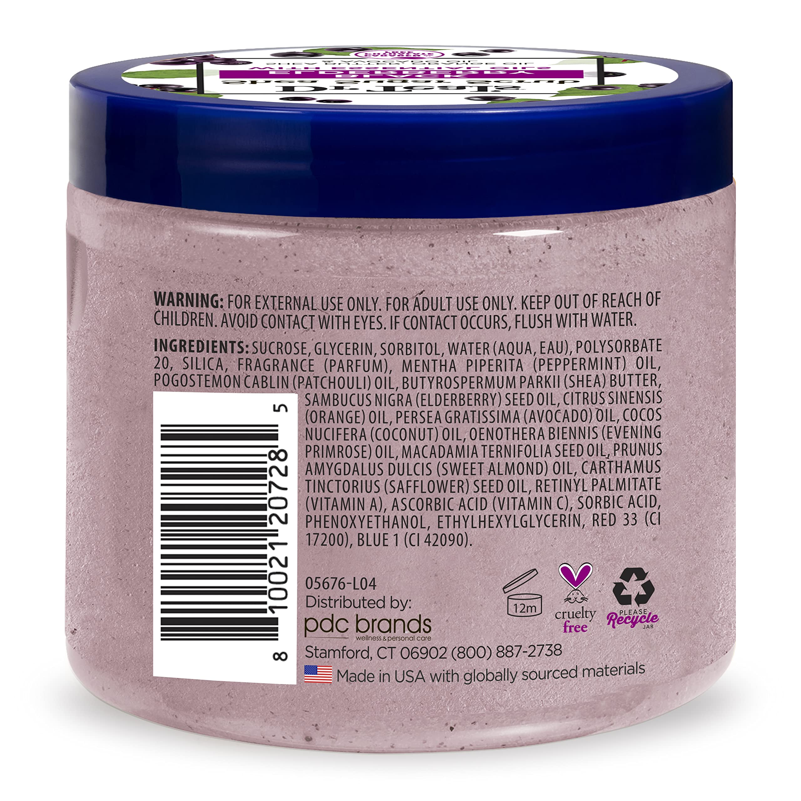 Dr Teal's Shea Sugar Body Scrub, Black Elderberry with Essential Oils, 19 oz (Pack of 3) (Packaging May Vary)