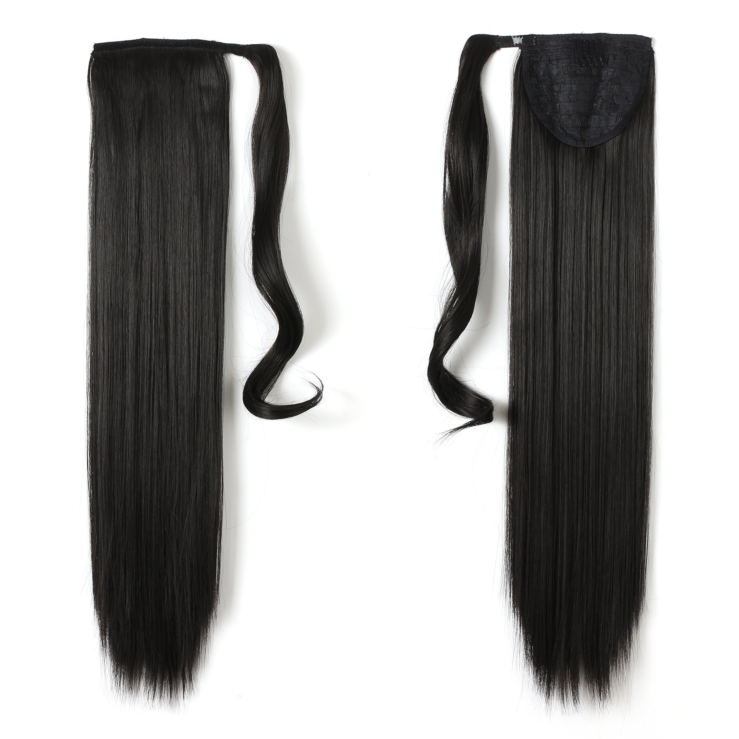 Onedor 24'' Straight Wrap Around Ponytail Extension for Women. Premium Synthetic Fiber 120g-130g (2#-Darkest Brown)