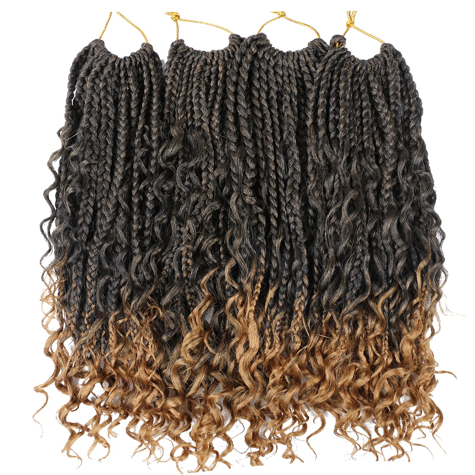 LMZIM 12 Inch Goddess Box Braids Crochet Hair Bohomian Crochet Box Braids Curly Ends 8 Pack 3X Crochet Braids Synthetic Braiding