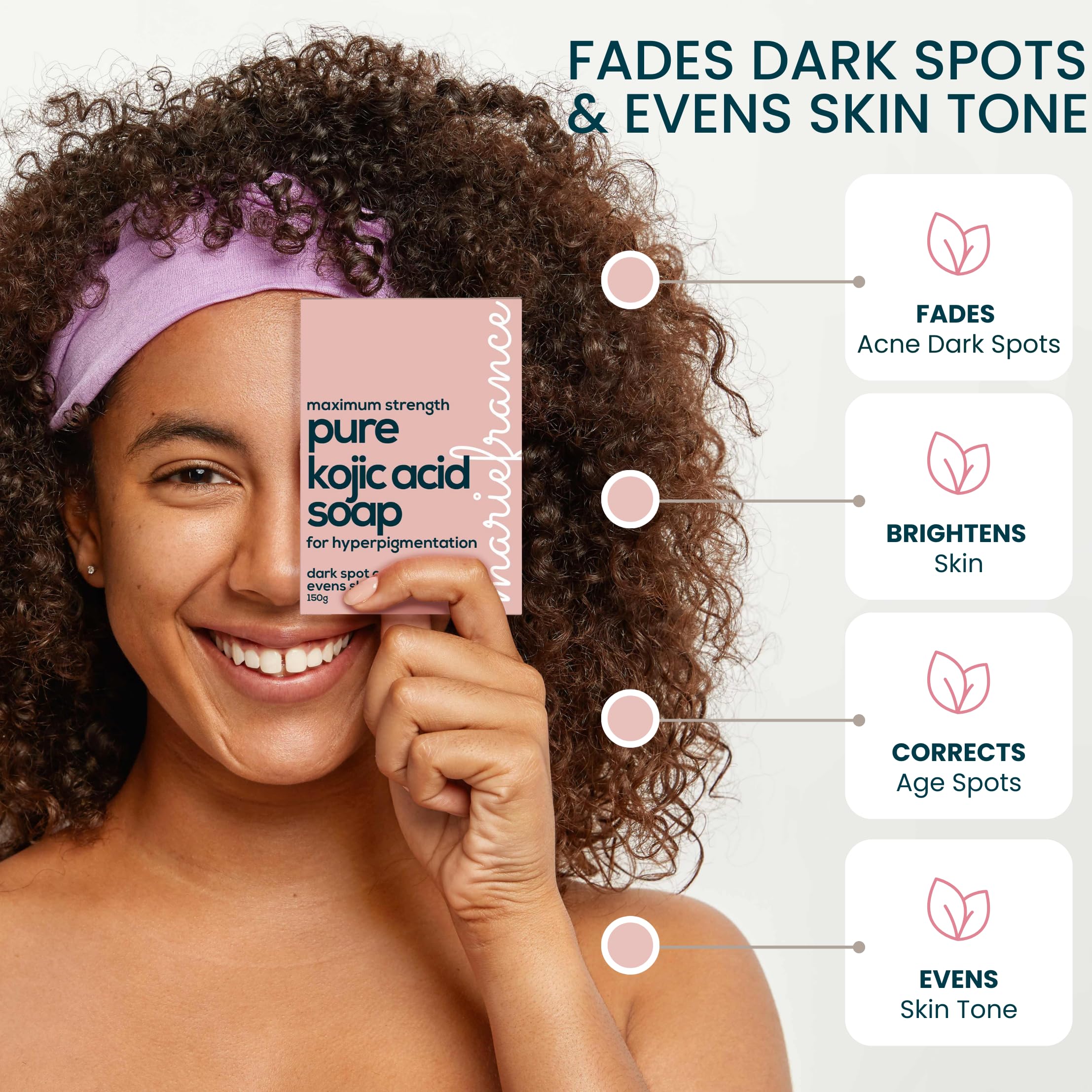 Pure Kojic Acid Soap Bar for Hyperpigmentation and Dark Spots - Dark Spot Remover for Face and Body - For Women with Medium to D