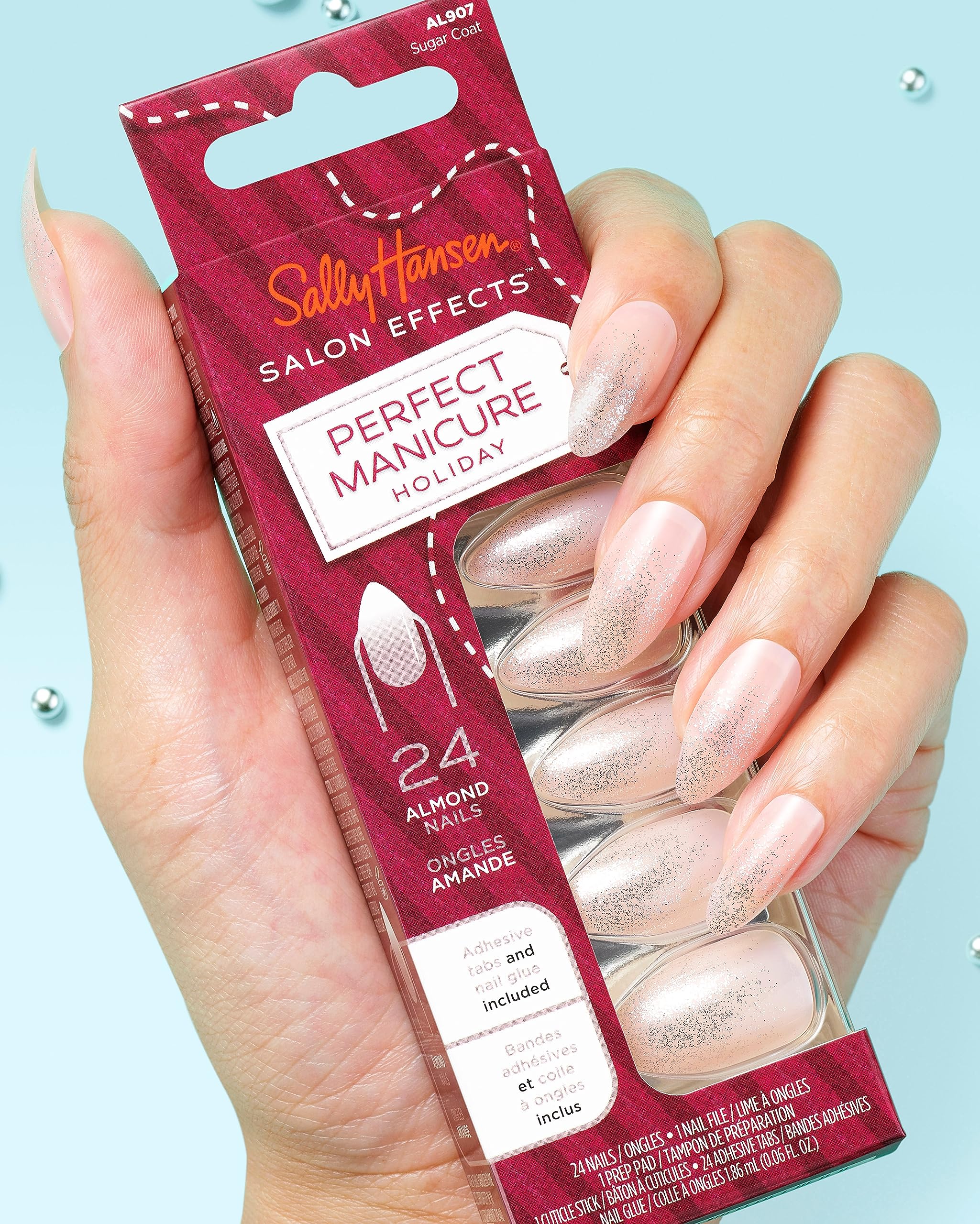 Salon Effects Perfect Manicure Press On Nails Kit - Holiday Collection - Sugar Coat
