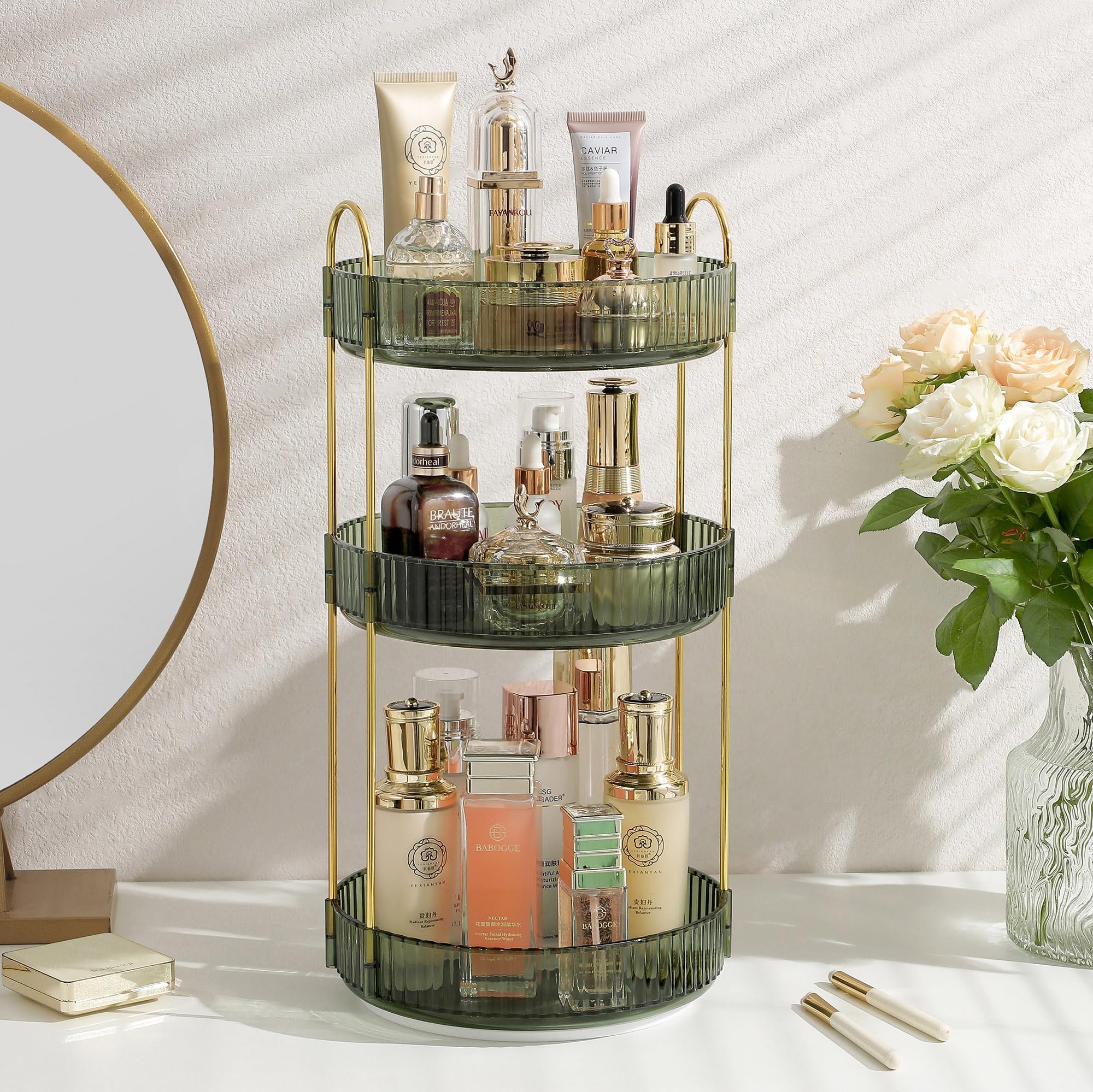 Rotating Makeup Organizer For Vanity, Skin Care Perfume Organizers Large Capacity, Bathroom Counter Organizer For Make Up Cosmet