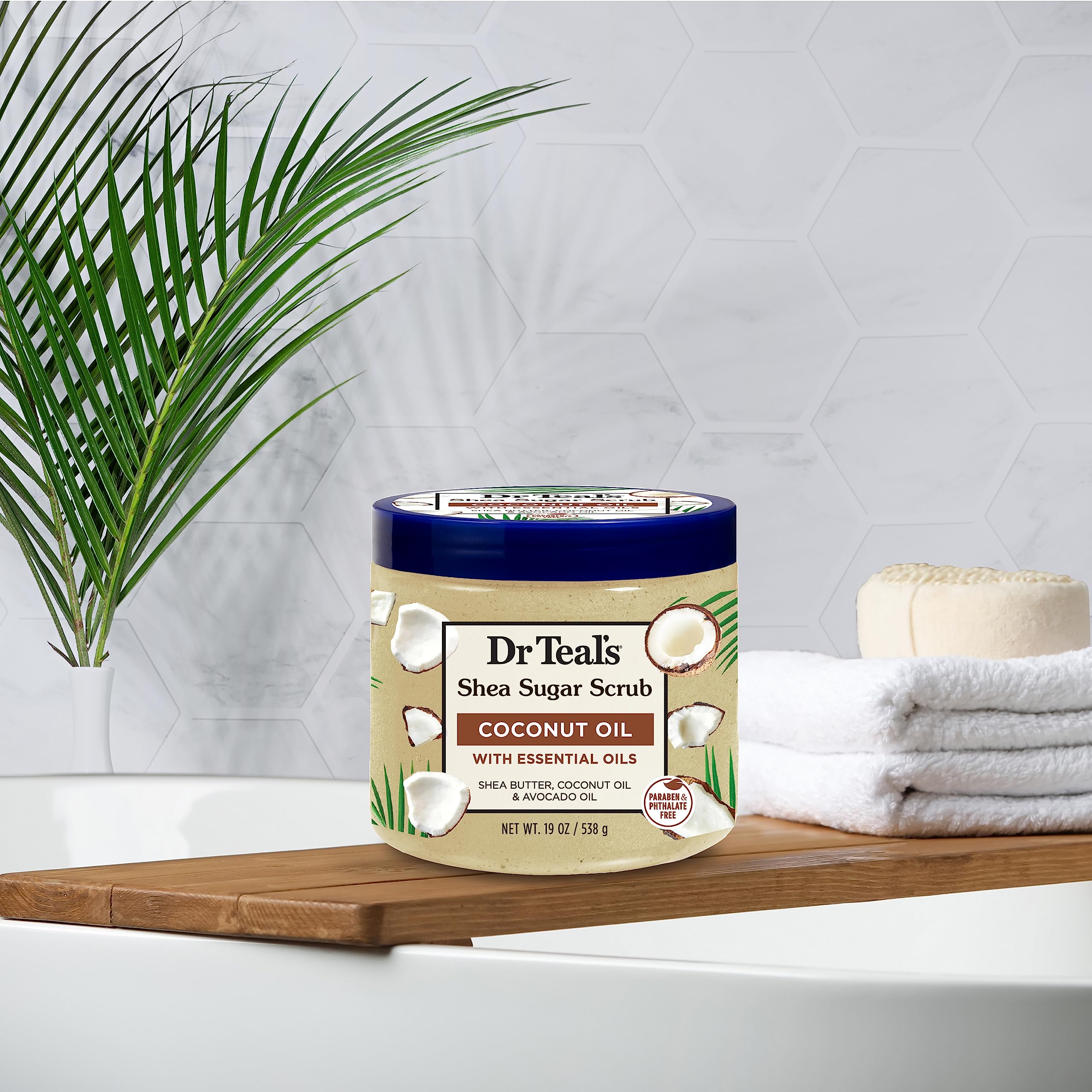 Dr Teal's Shea Sugar Body Scrub, Coconut Oil with Essential Oils, 19 oz (Pack of 3)