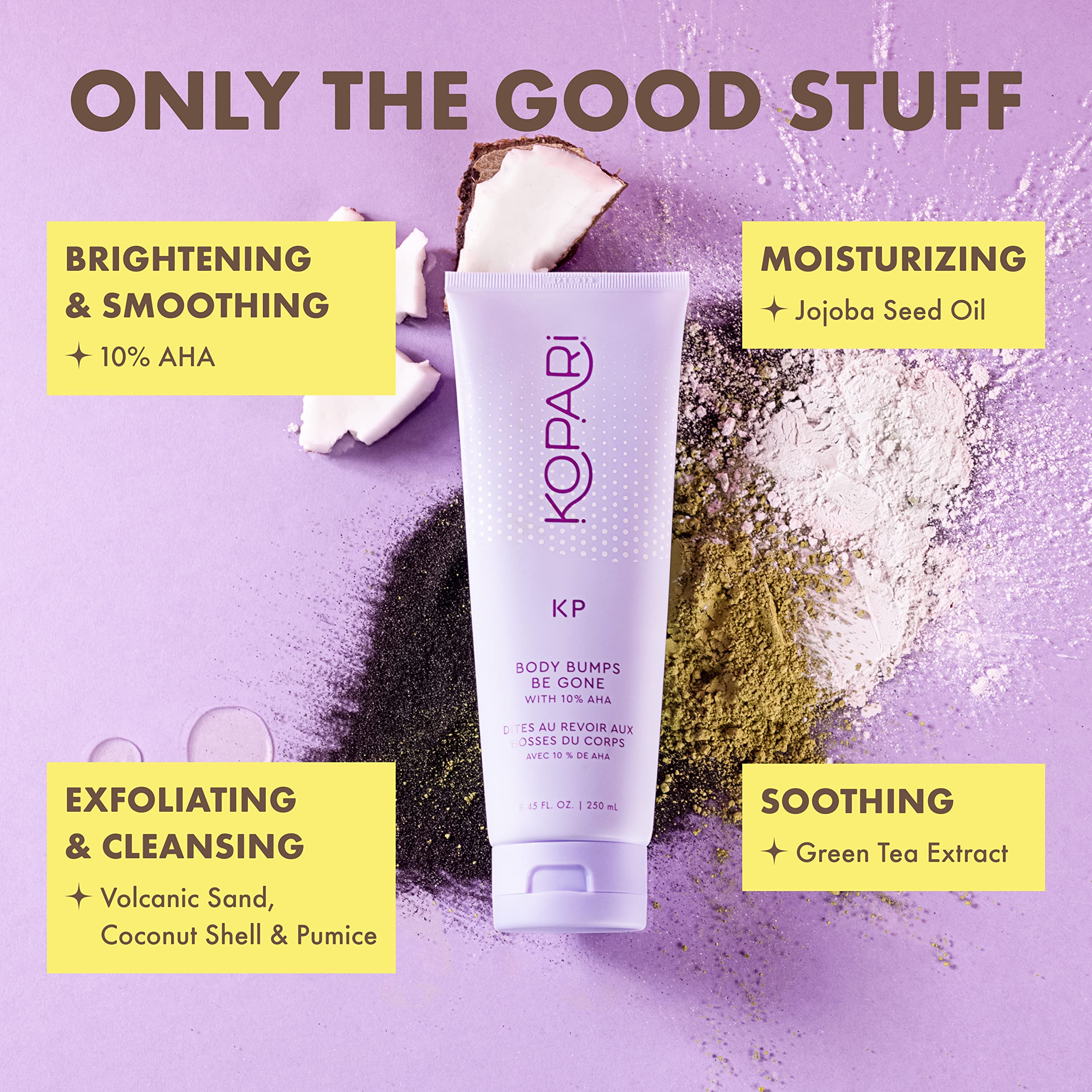 Kopari Body Bumps Be Gone Exfoliating Scrub, 10% AHA, 2 oz, Smooth Skin, Reduce Bumps, Decongest Pores