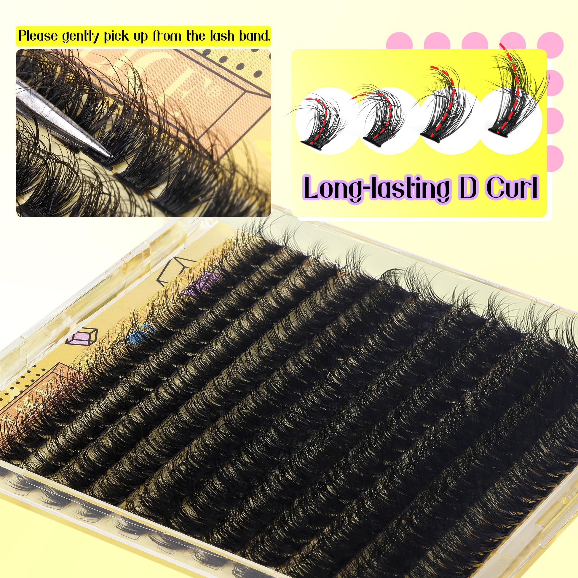 Alice Fluffy Volume Lash Clusters Kit Lash Extension Kit Thick 3D Wispy Diy Eyelash Extension Kit With 220Pcs Mink Look Individu