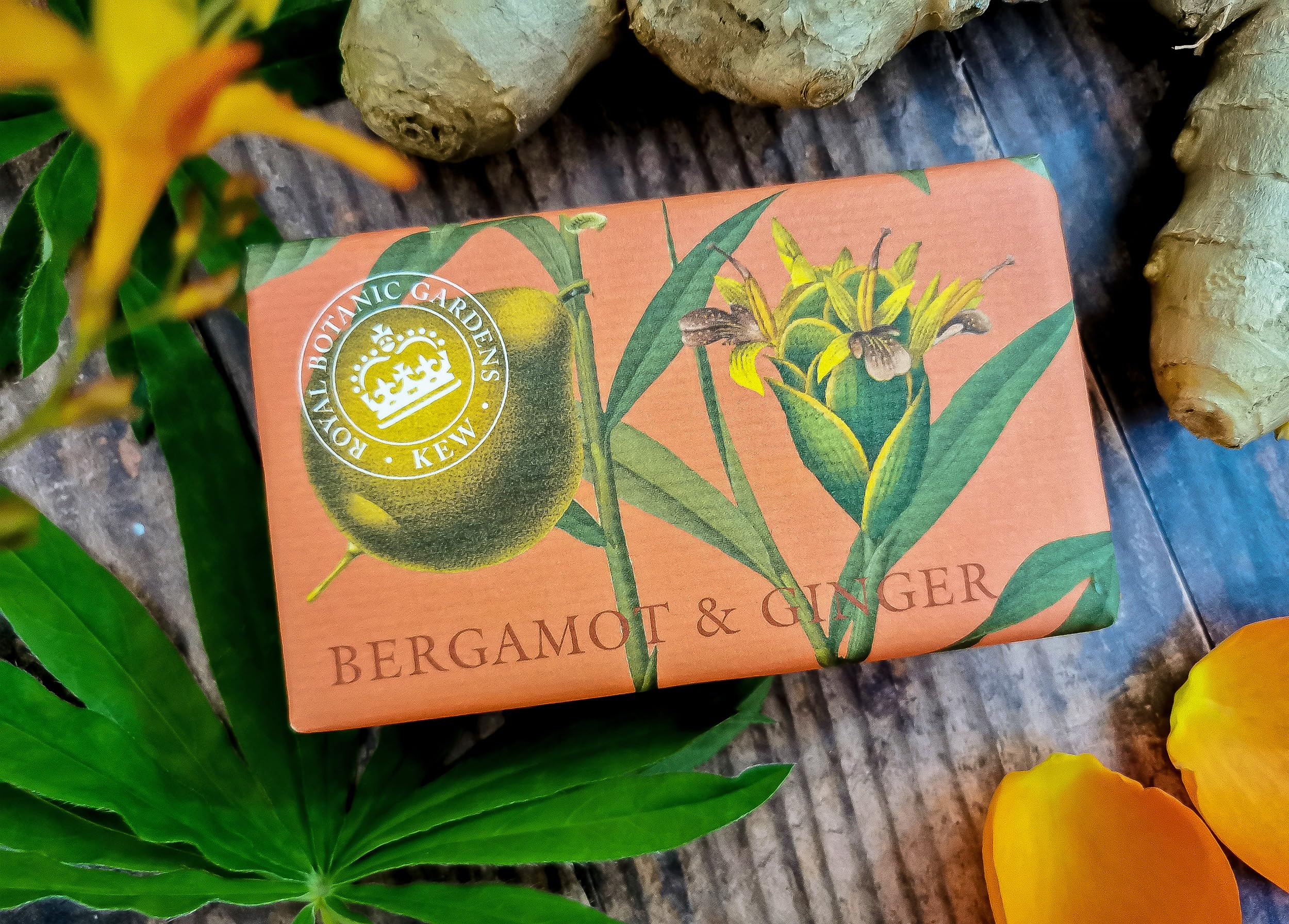 The English Soap Company Royal Botanical Gardens Kew Wrapped Soap Bar, Luxury Bergamot Shea Butter Soap Bar, Moisturising Soap B
