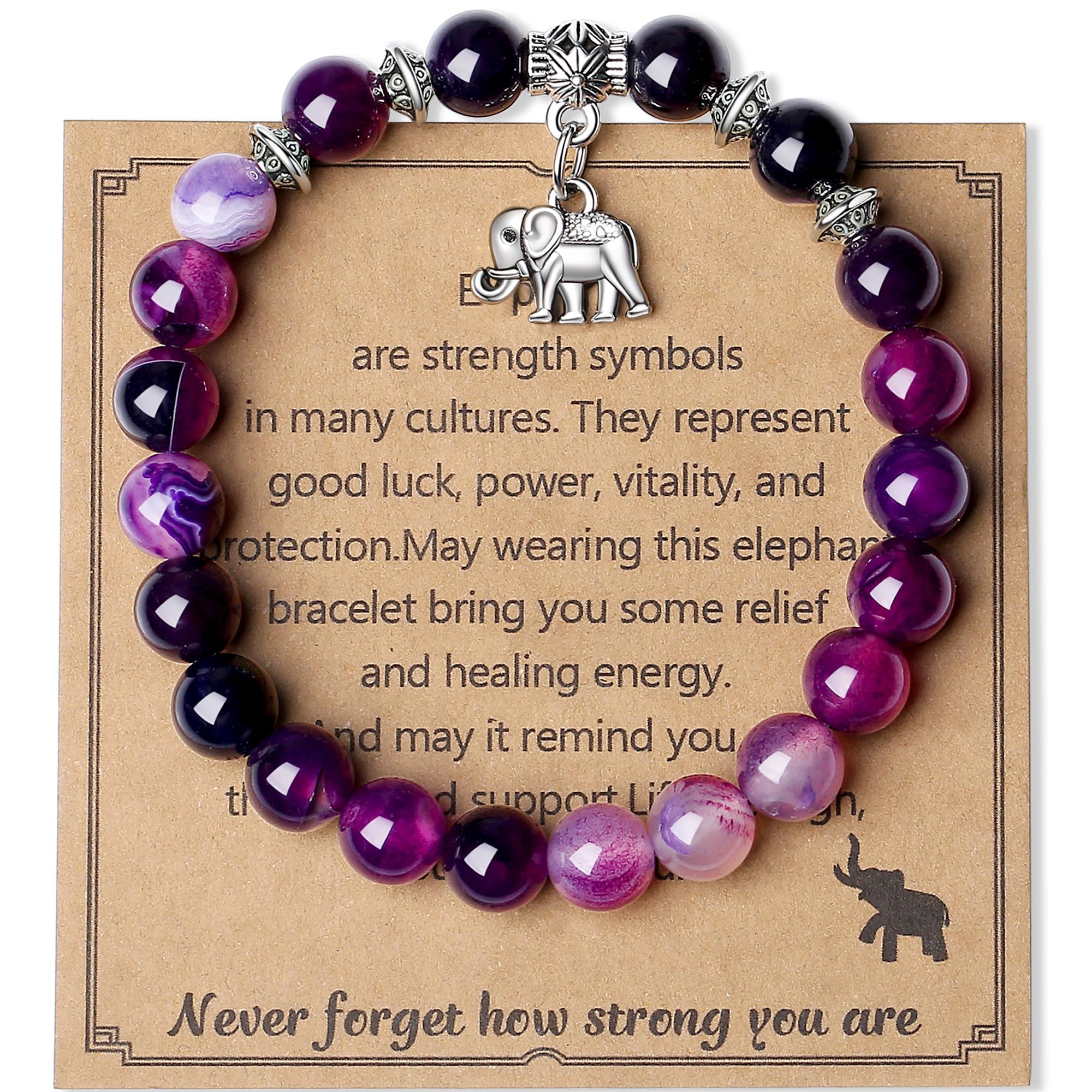 MAIBAOTA Elephant Bracelet for Women Beaded Bracelets for Women Stretch Bracelets Strength Bracelet Strength Gifts for Women Ele